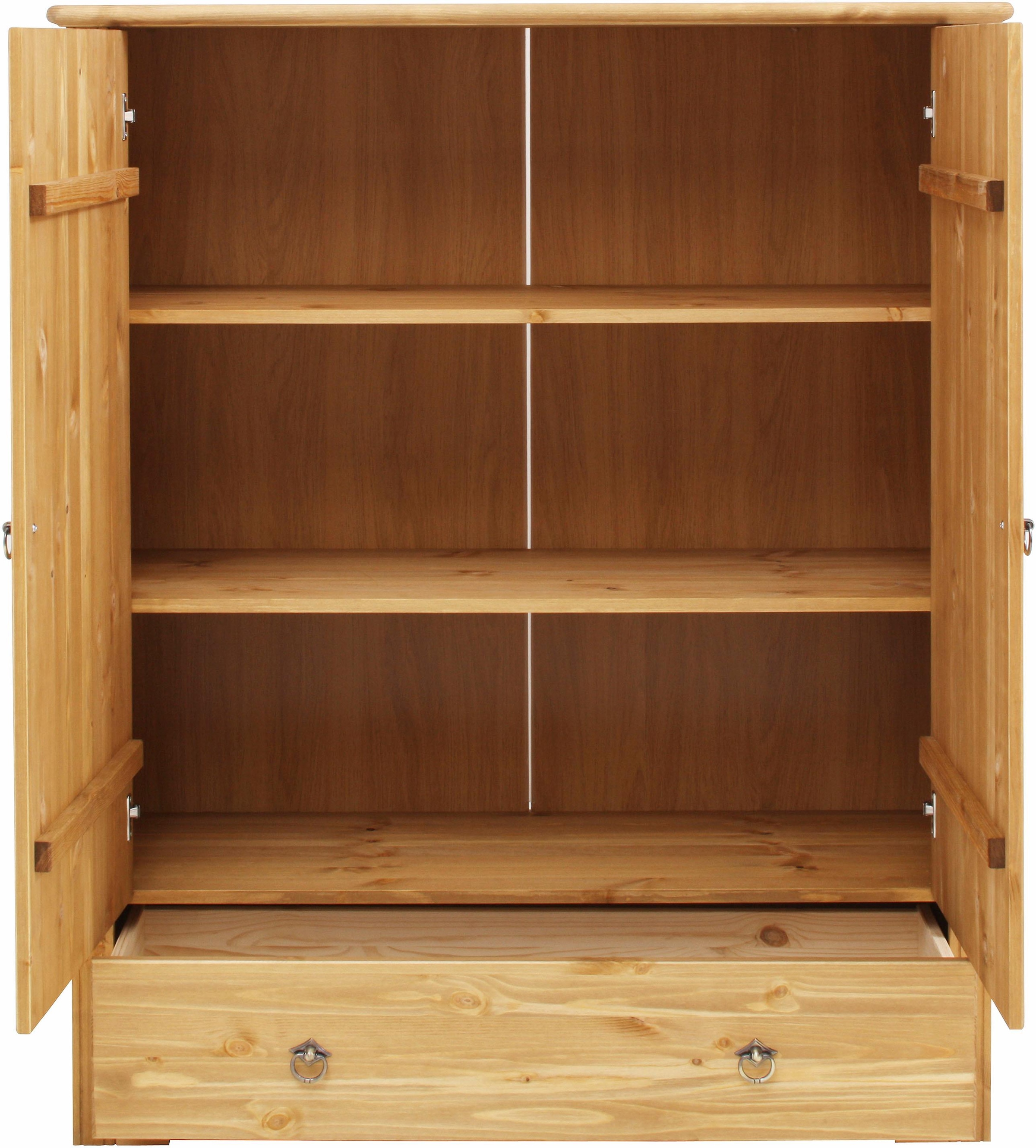 GOODproduct Wäscheschrank »Hugo, Mehrzweckschrank, FSC zertifiziert, Made in EU« (B/T/H) 106/38/126 cm,  aus massiver Kiefer, klassischer Landhausstil mit Kassettenoptik