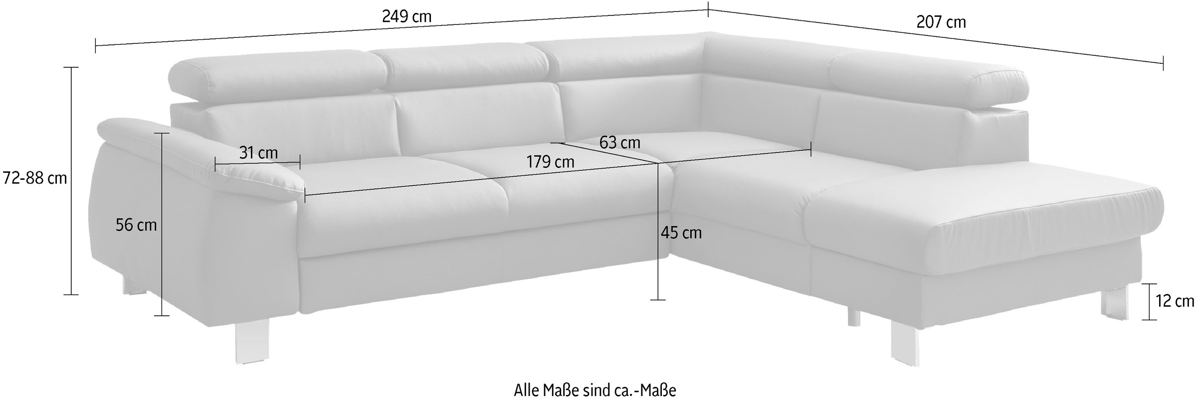 COTTA Ecksofa »Komaris L-Form«, inklusive Kopf- bzw. Rückenverstellung, wahlweise Bettfunktion