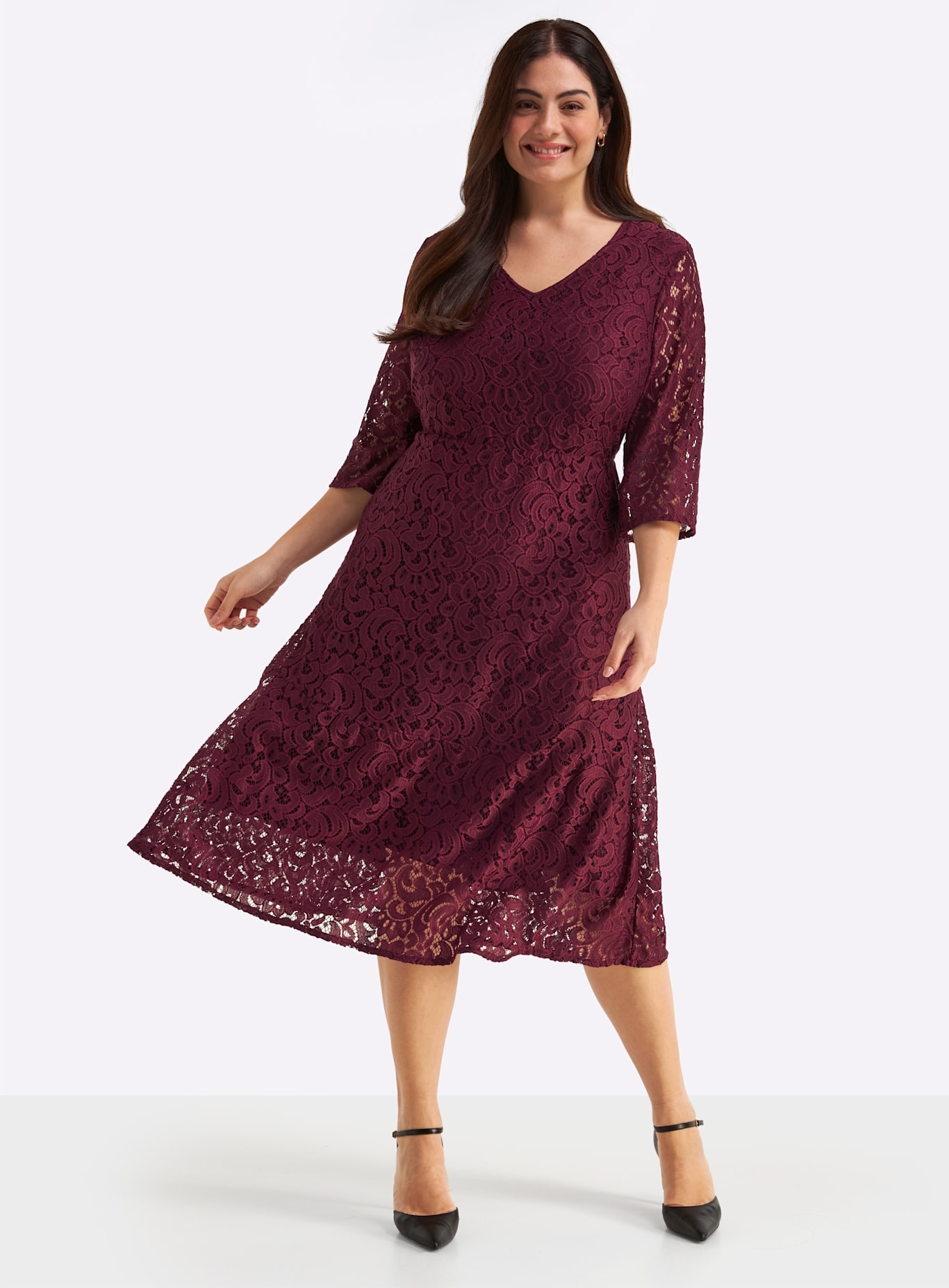 Image of Sheego Spitzenkleid "Webkleid"