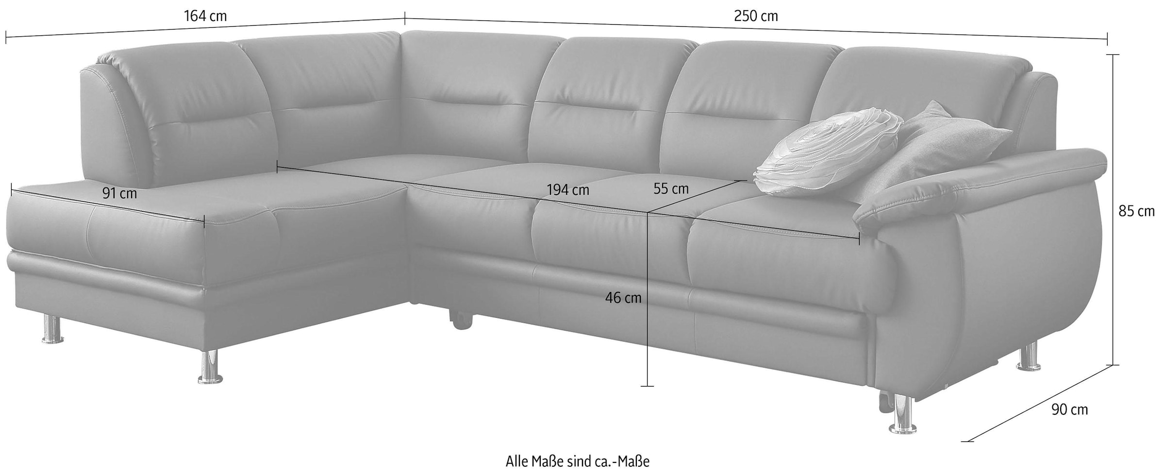 sit&more Ecksofa »Mailand L-Form«, wahlweise mit Bettfunktion