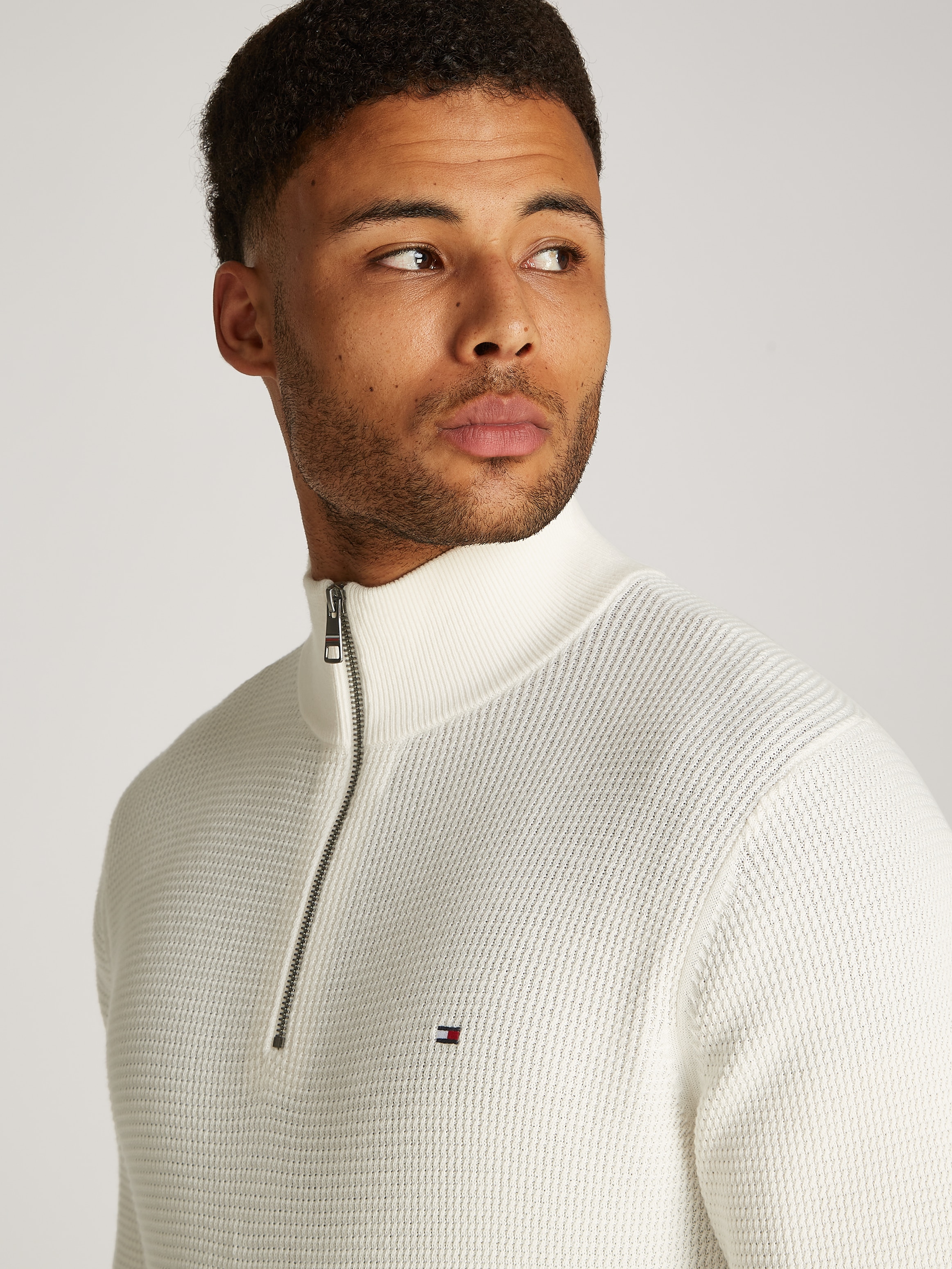 Tommy Hilfiger Strickpullover »REFINED STRUCTURE ZIP MOCK«