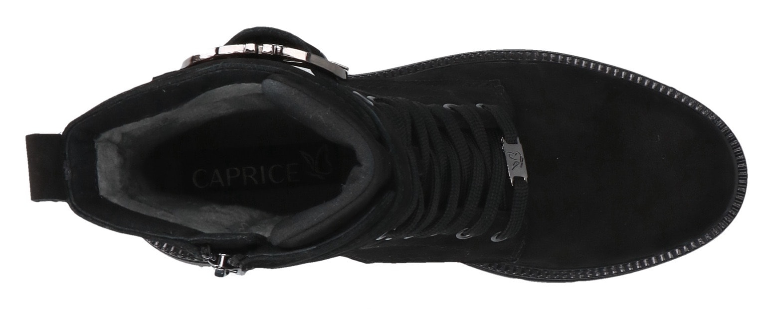 Caprice Schnürboots, Blockabsatz, Schnürstiefelette mit praktischem Wechselfussbett