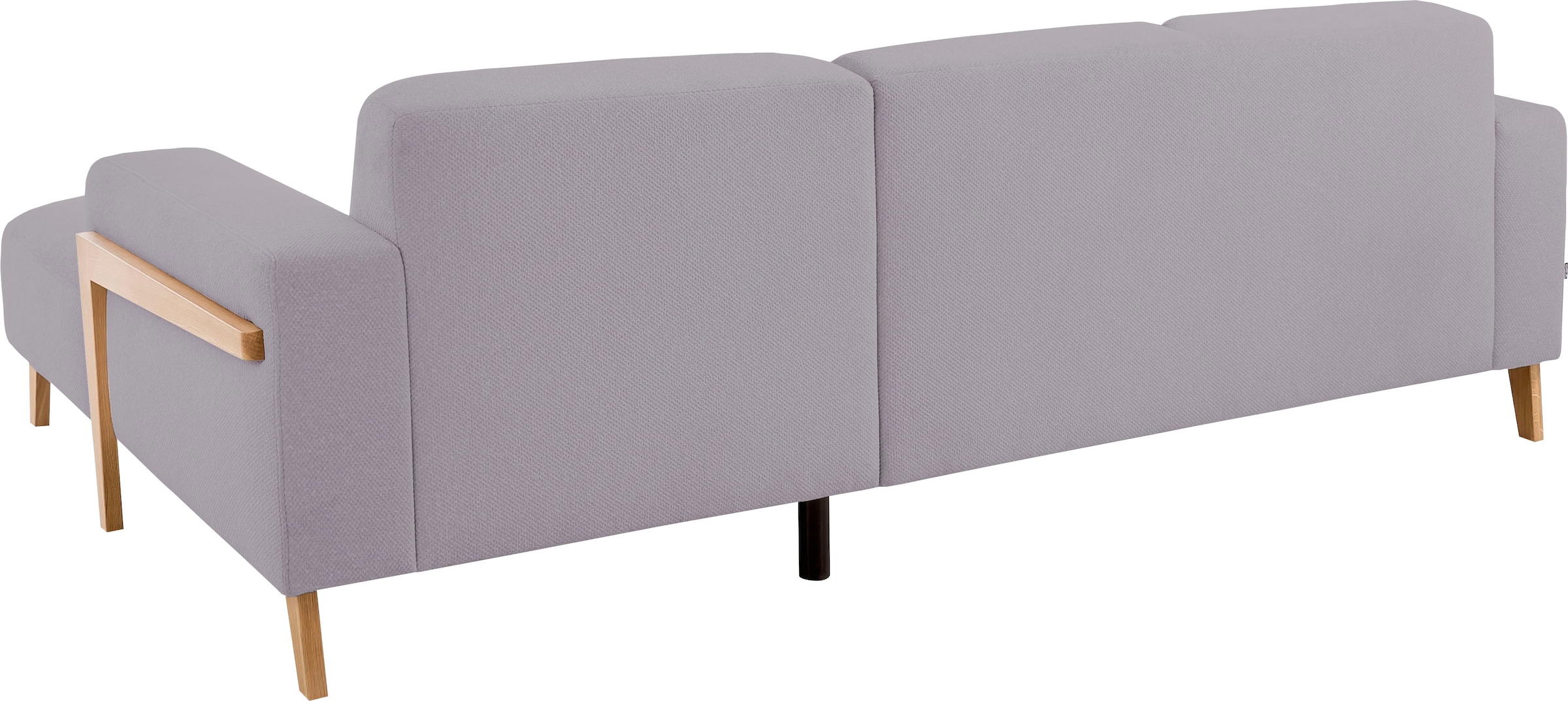 exxpo - sofa fashion Ecksofa »Starr Scandic Design, tolle Verarbeitung, bequem, Sichtholz am Armteil«, L-Form, wahlw. elektrische Sitztiefenverstellung, Massivholzfüsse