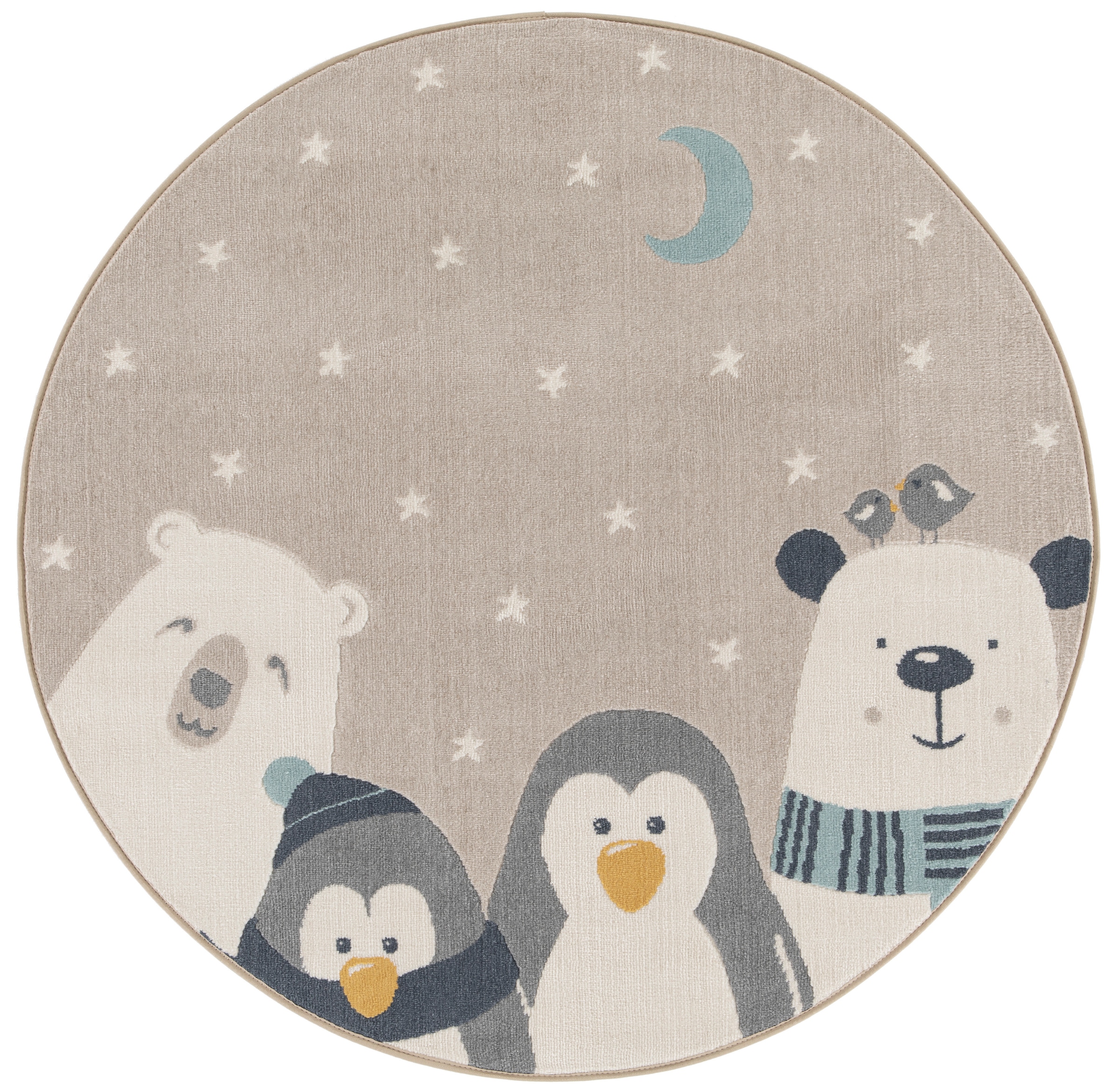 Primaflor-Ideen in Textil Kinderteppich »COCOON - Sternenfreunde« rund 6 mm Höhe Kurzflor, Motiv Tiere & Sterne