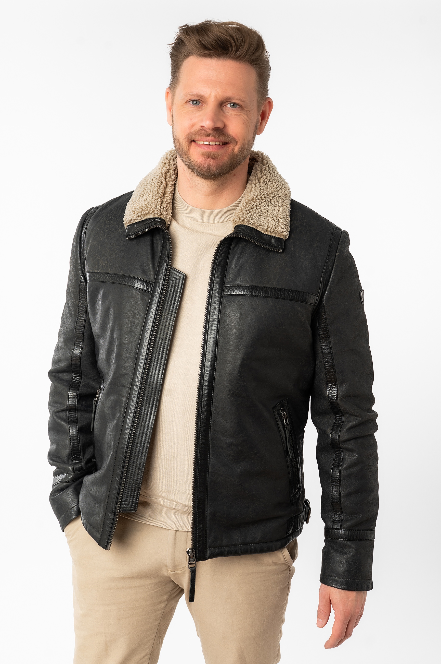 Image of Mauritius Lederjacke "MMAlasko" mit Umlegekragen