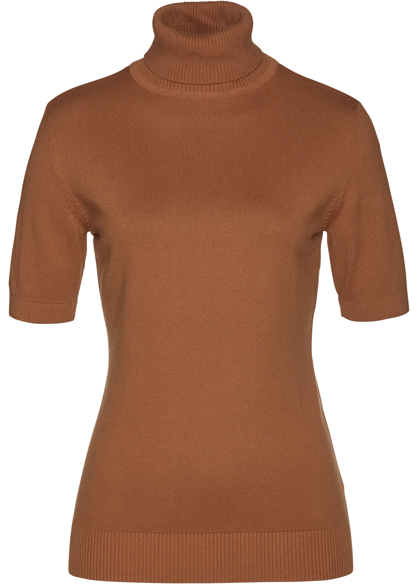 bonprix Pull à col roulé »Rollkragenpullover, Kurzarm« aus Baumwolle und Polyamid, mit Rollkragen, Kurzarm-Design