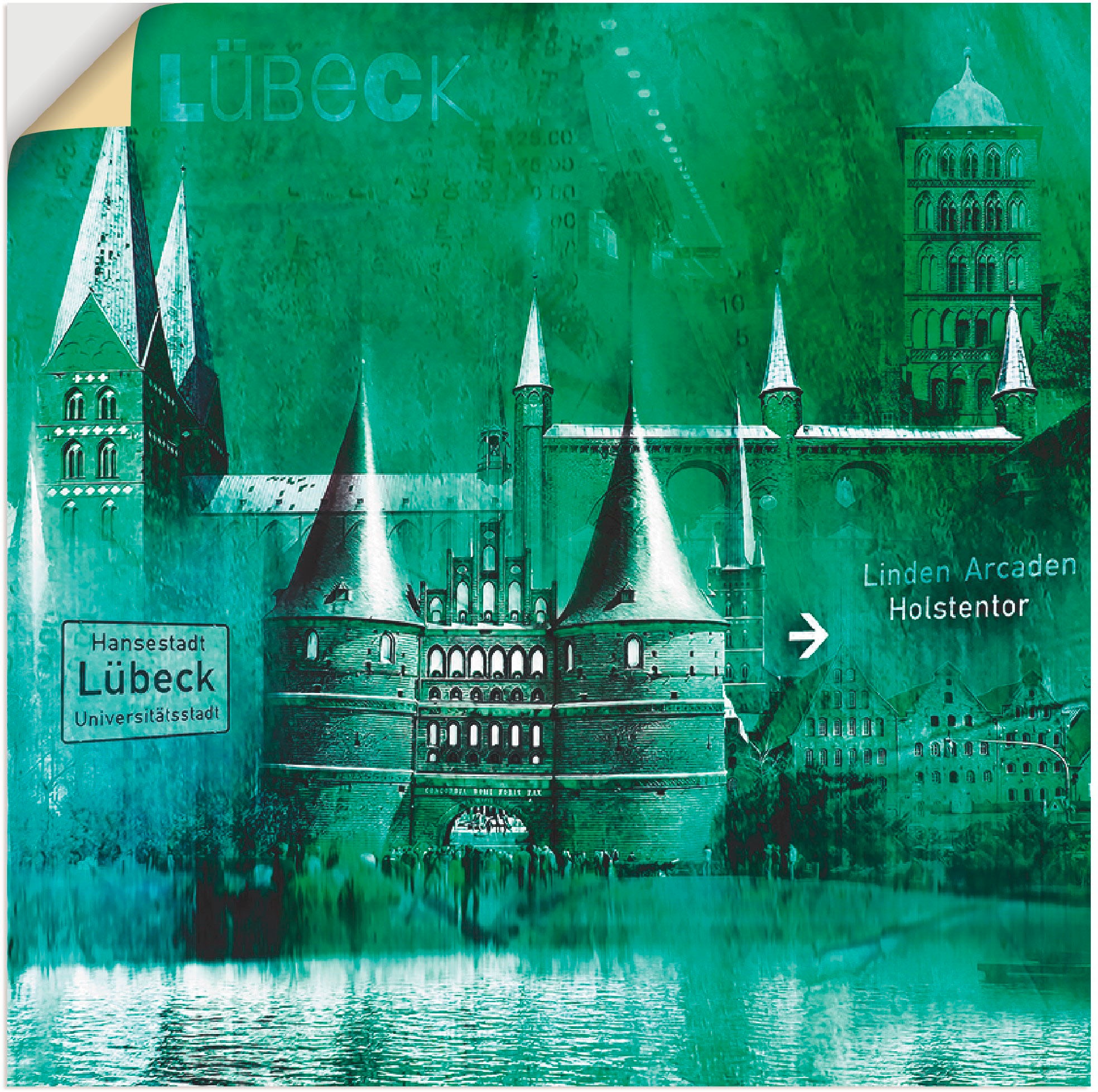 Image of Artland Wandbild »Lübeck Hansestadt Collage 05«, Architektonische Elemente, (1 St.), in vielen Grössen & Produktarten -Leinwandbild, Poster, Wandaufkleber / Wandtattoo auch für Badezimmer geeignet bei Ackermann Versand Schweiz