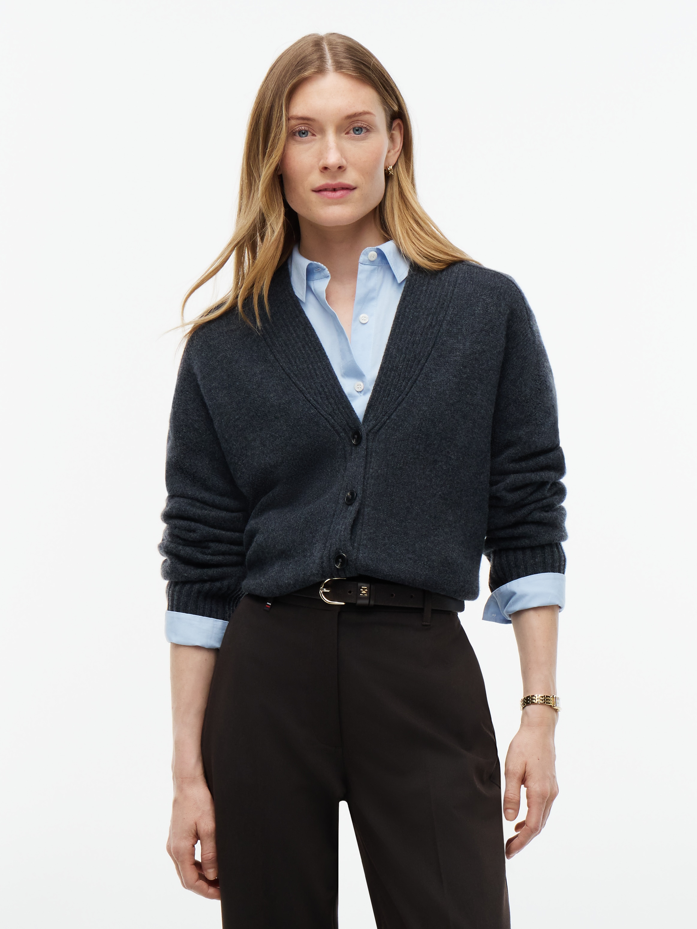 Tommy Hilfiger Strickjacke »CASHMERE BLEND V-NK CARDIGAN SWT« Wolle & Kaschmir, V-Ausschnitt