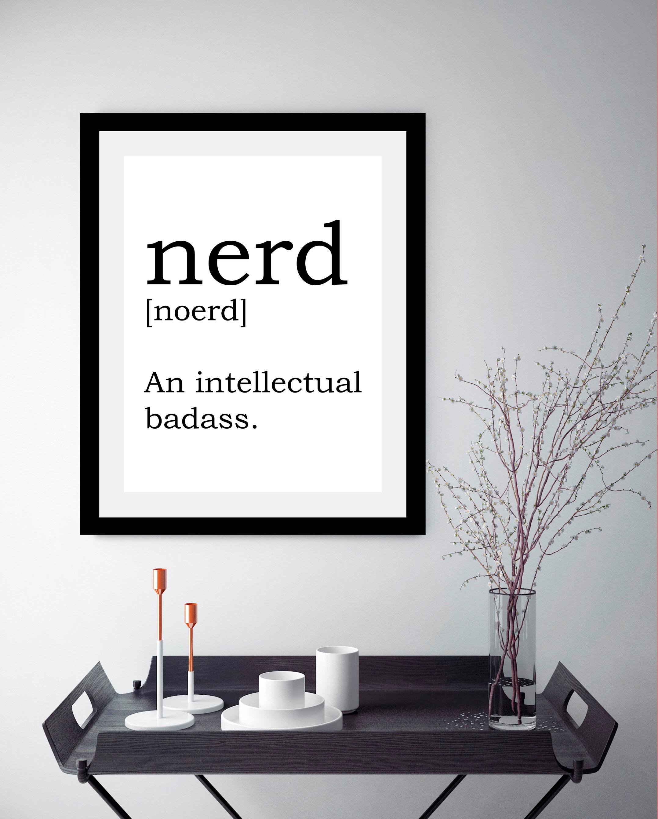 queence Image »Nerd« HD Premium Poster-Druck inkl. Holzrahmen