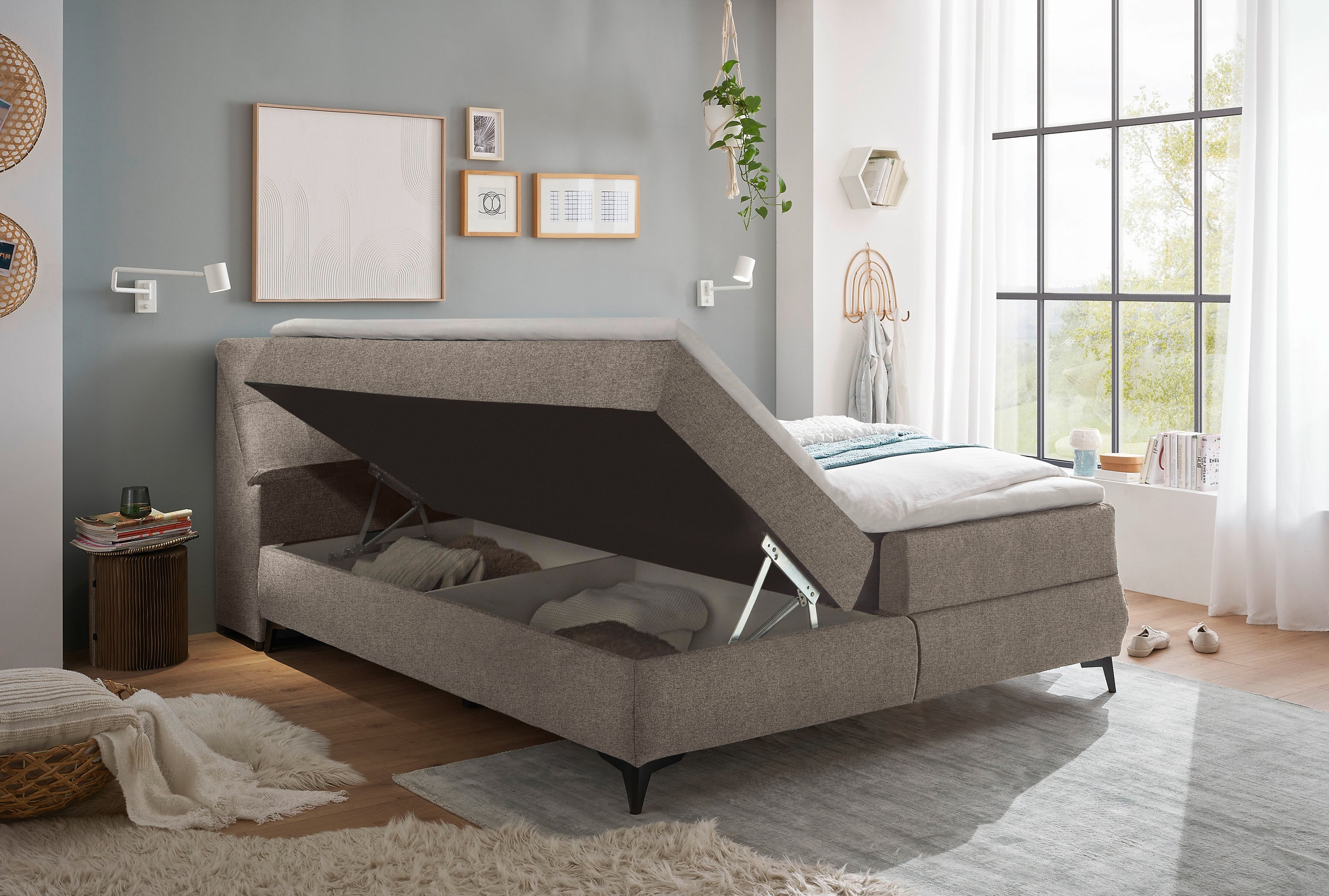 ED EXCITING DESIGN Boxbett »Atlantis« mit Bettkasten und Stauraum im Kopfteil