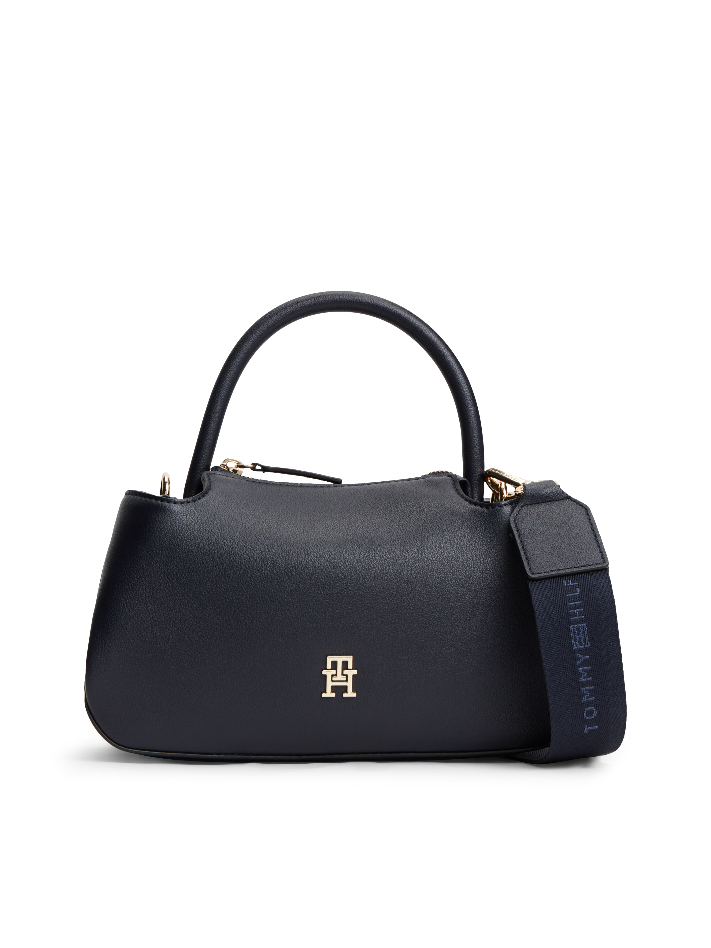 Image of Tommy Hilfiger Henkeltasche "TH LOGOTAPE MINI SATCHEL" Damen Handtasche, Umhängetasche mit goldfarbenen Details