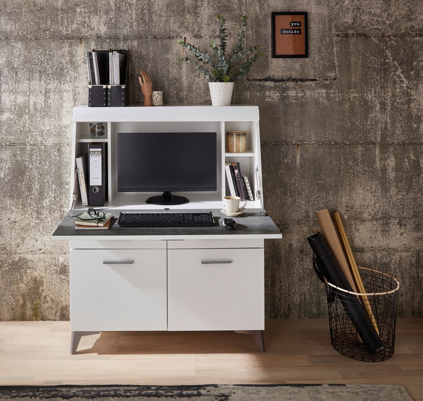 Innostyle Sekretär »SECRET« Stauraumschrank, mit Monitor-/Laptopfach, Soft-Close, Breite 98 cm
