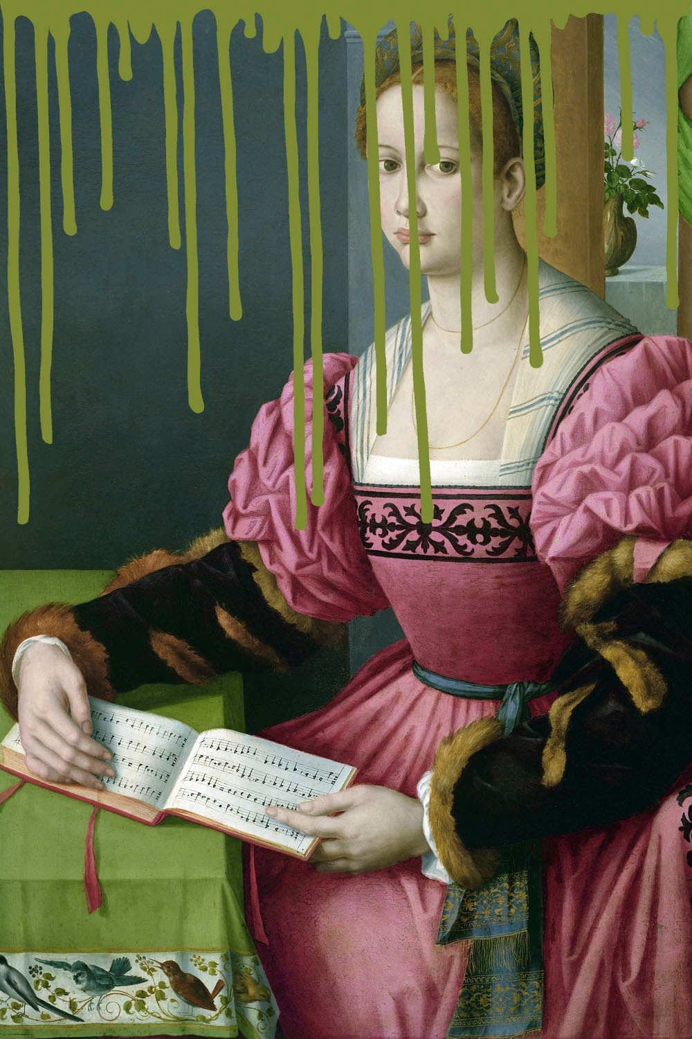 Image of queence Acrylglasbild "Frau mit Buch und Farbklecks" Bilder von Frauen Formen Frau Gemälde Historische Persönlichkeiten Kunst Fine Art-Print in Galeriequalität