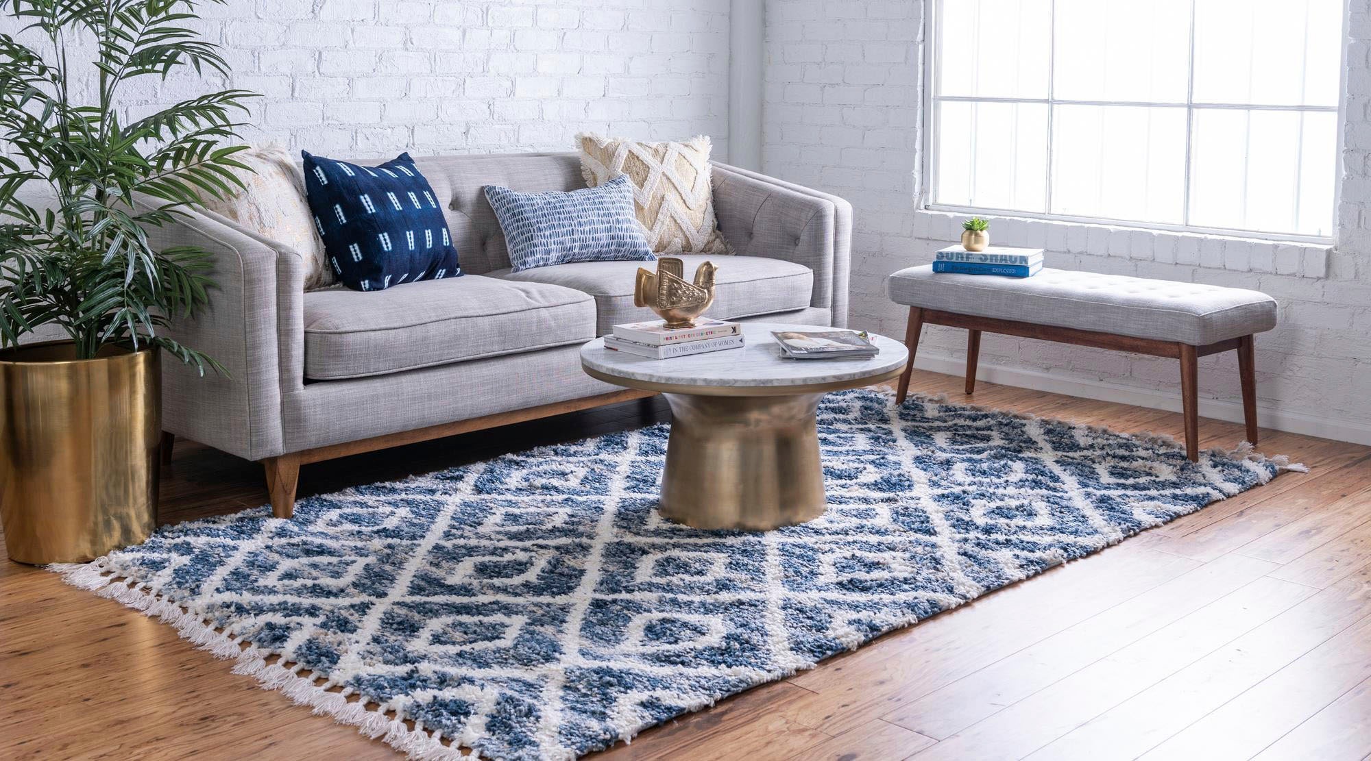 Myflair Möbel & Accessoires Hochflor-Teppich »Top Shag, LAGERRÄUMUNG!«, rechteckig, 32 mm Höhe, gewebt, Rauten Design, melierte Optik, weich & kuschelig, mit Fransen