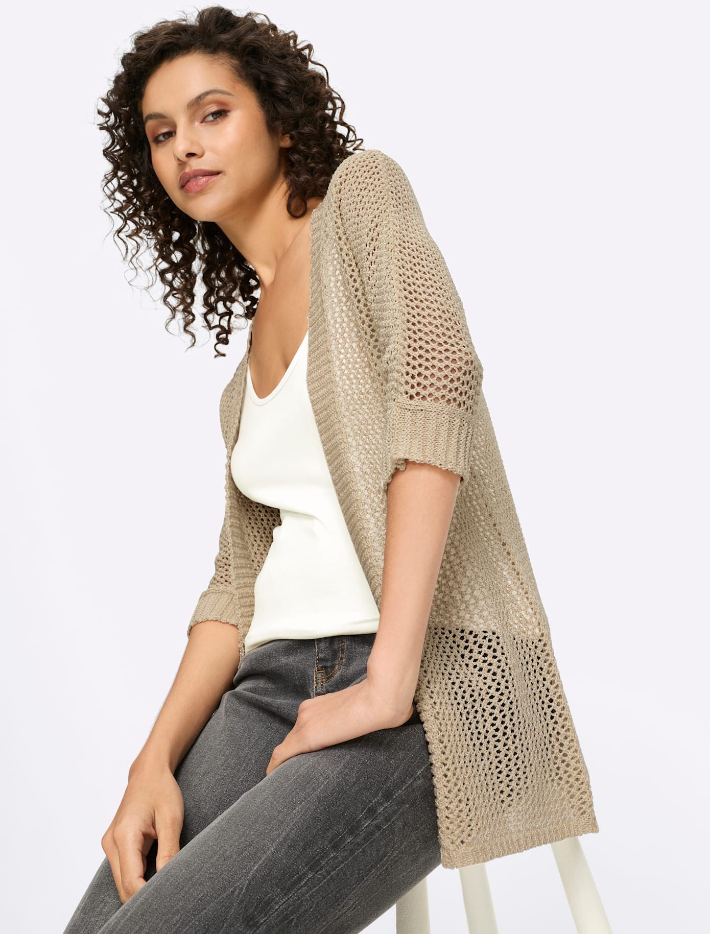 heine Veste en tricot ajouré