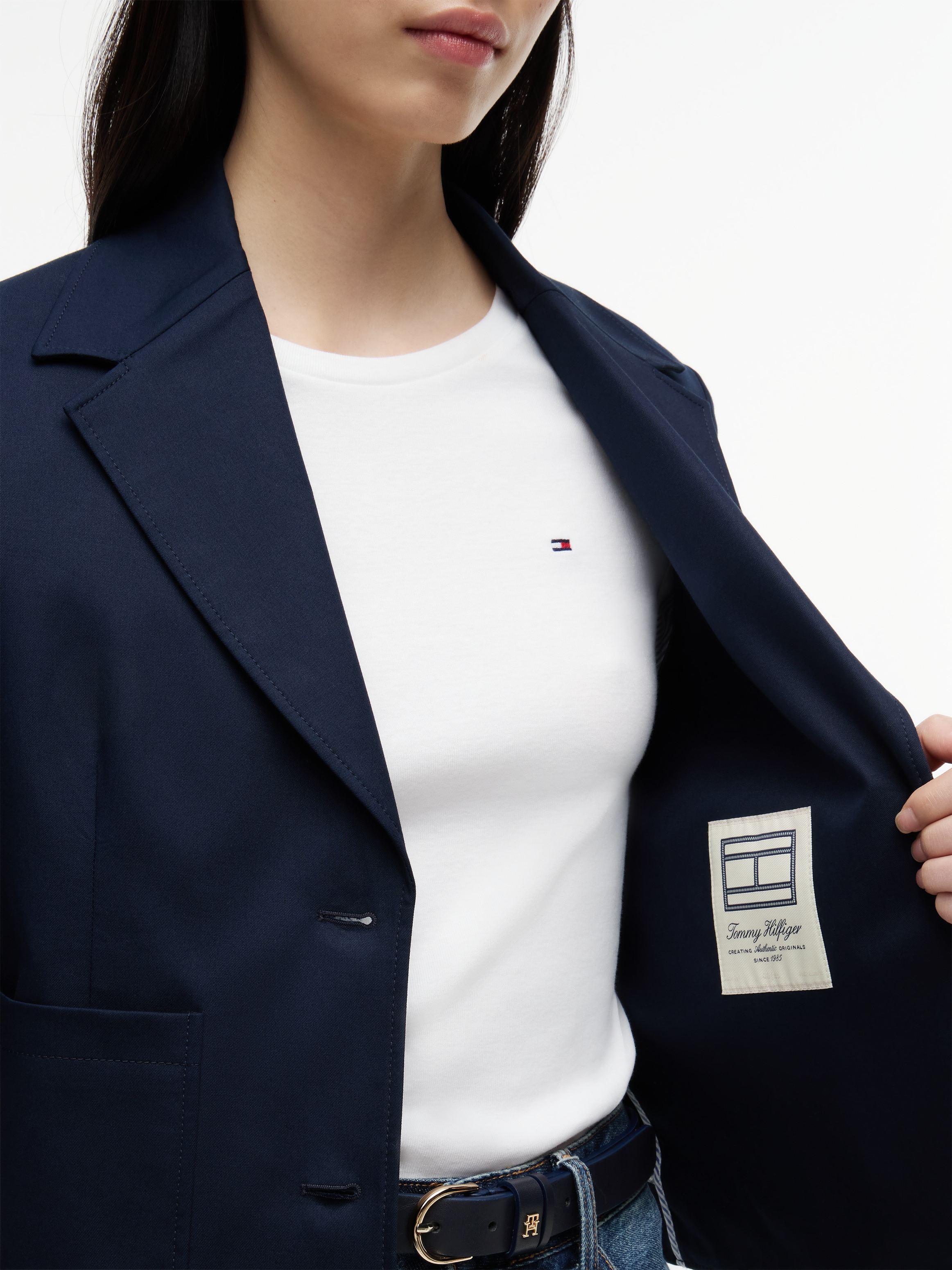Tommy Hilfiger Blazer court »CHINO DRESSING COTTON BLAZER« en coton pur, avec col à revers