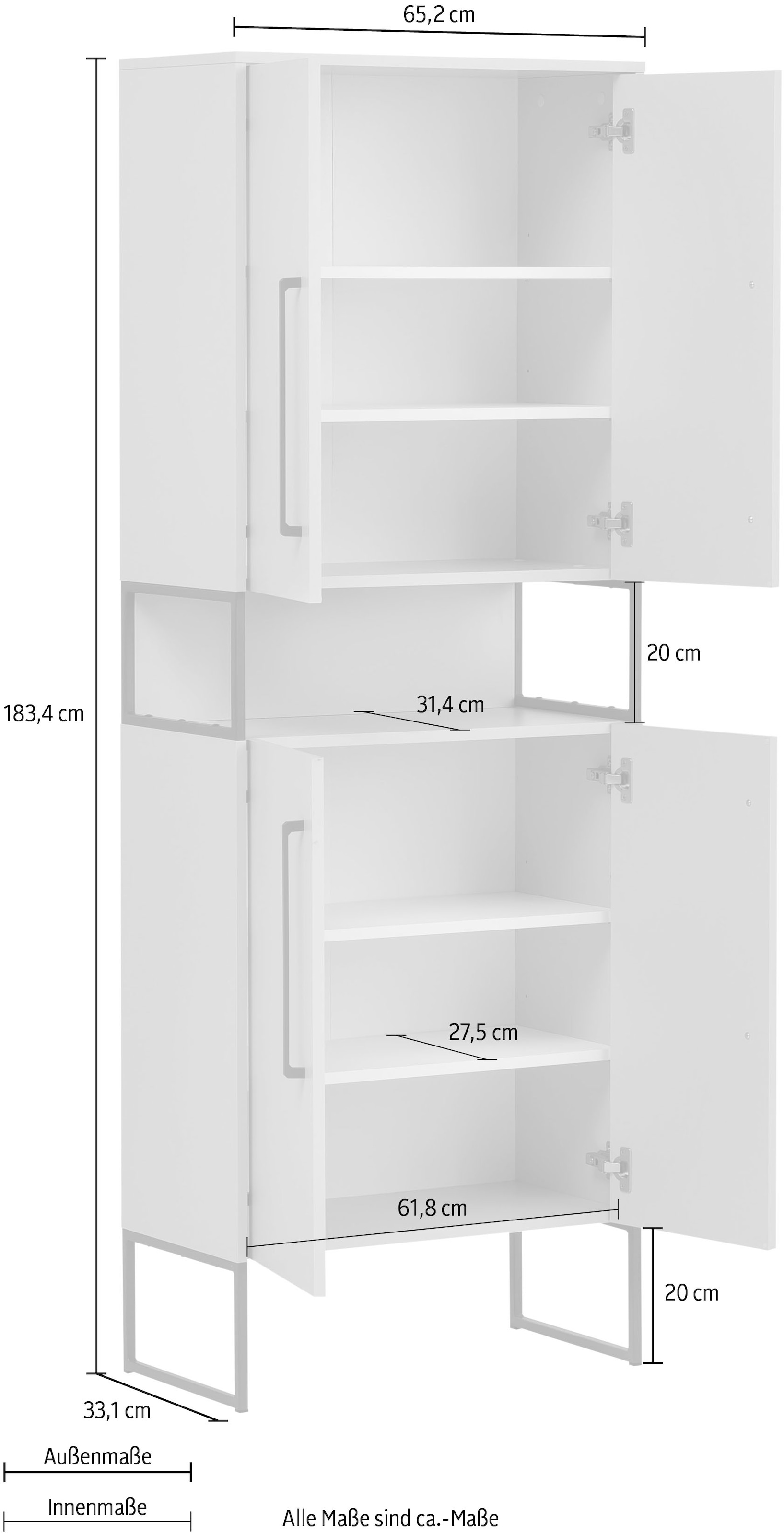 Schildmeyer Hochschrank »Limone«, Breite 65,2 cm