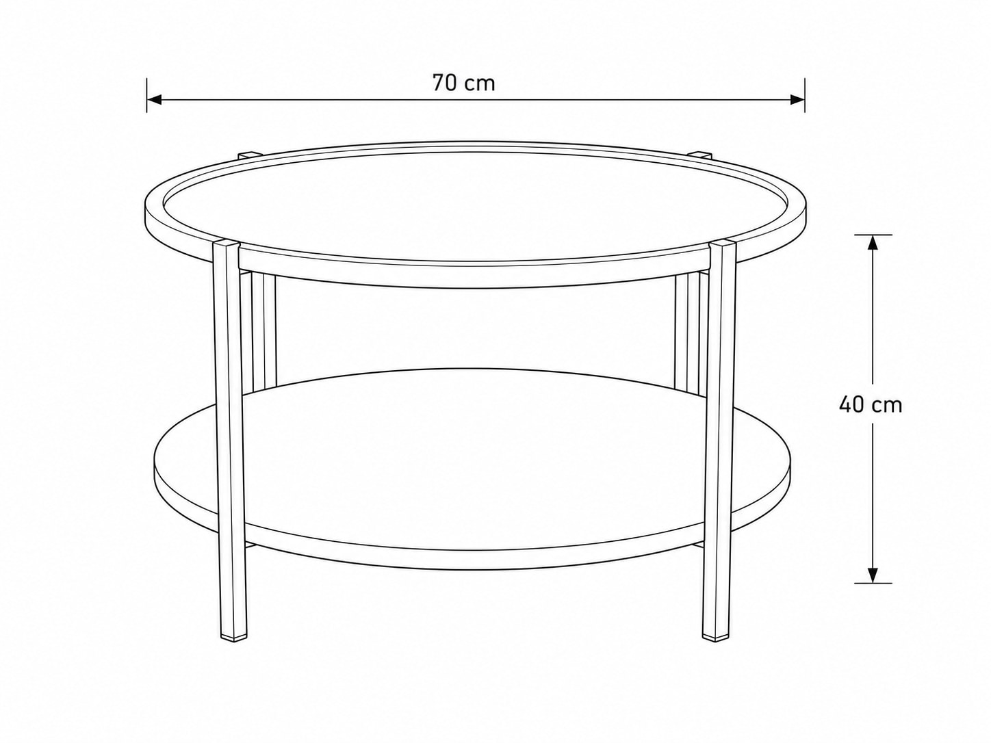 GOODproduct Couchtisch »Odense, Wohnzimmertisch, Sofatisch, Beistelltisch, Kaffeetisch« Wildeiche geölt Natur/Smoke, rund (Ø 70 cm), Metallgestell