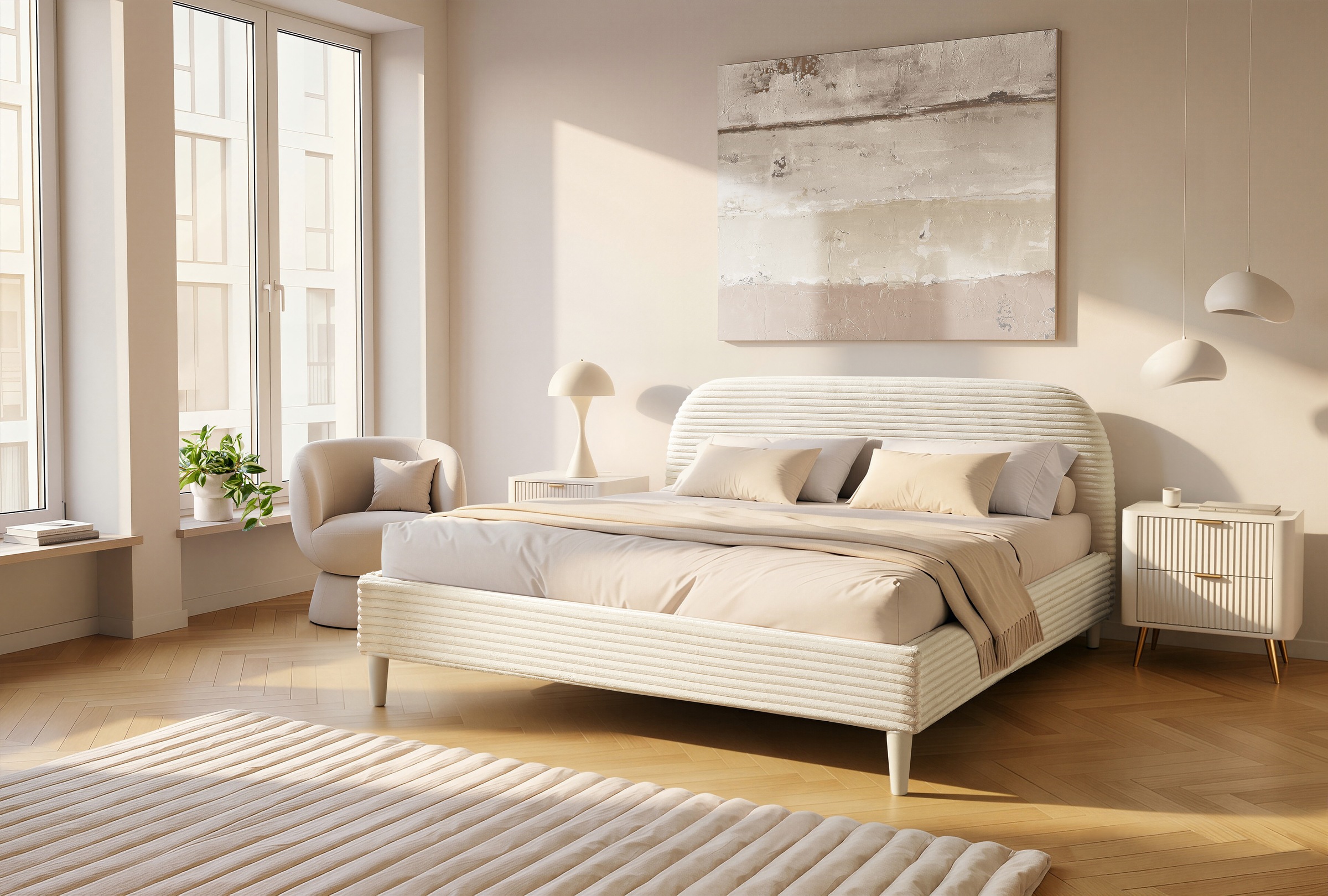 Image of GOODproduct Polsterbett "MARIANA, Bett mit kuscheligen Breitcord Bezug, Liegefläche 180x200cm" 15 cm hohe Füsse und abgerundete Kopfteilecken