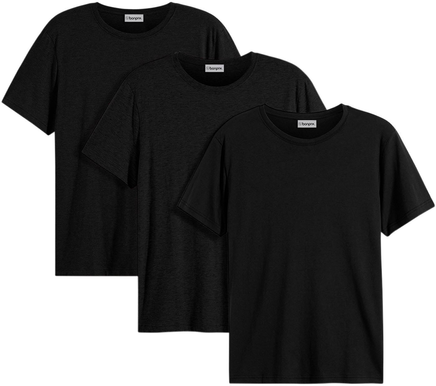 bonprix T-shirt »T-Shirt (3er Pack)« Paquet, 3 cuis coupe régulière confortable, col rond, tissu léger