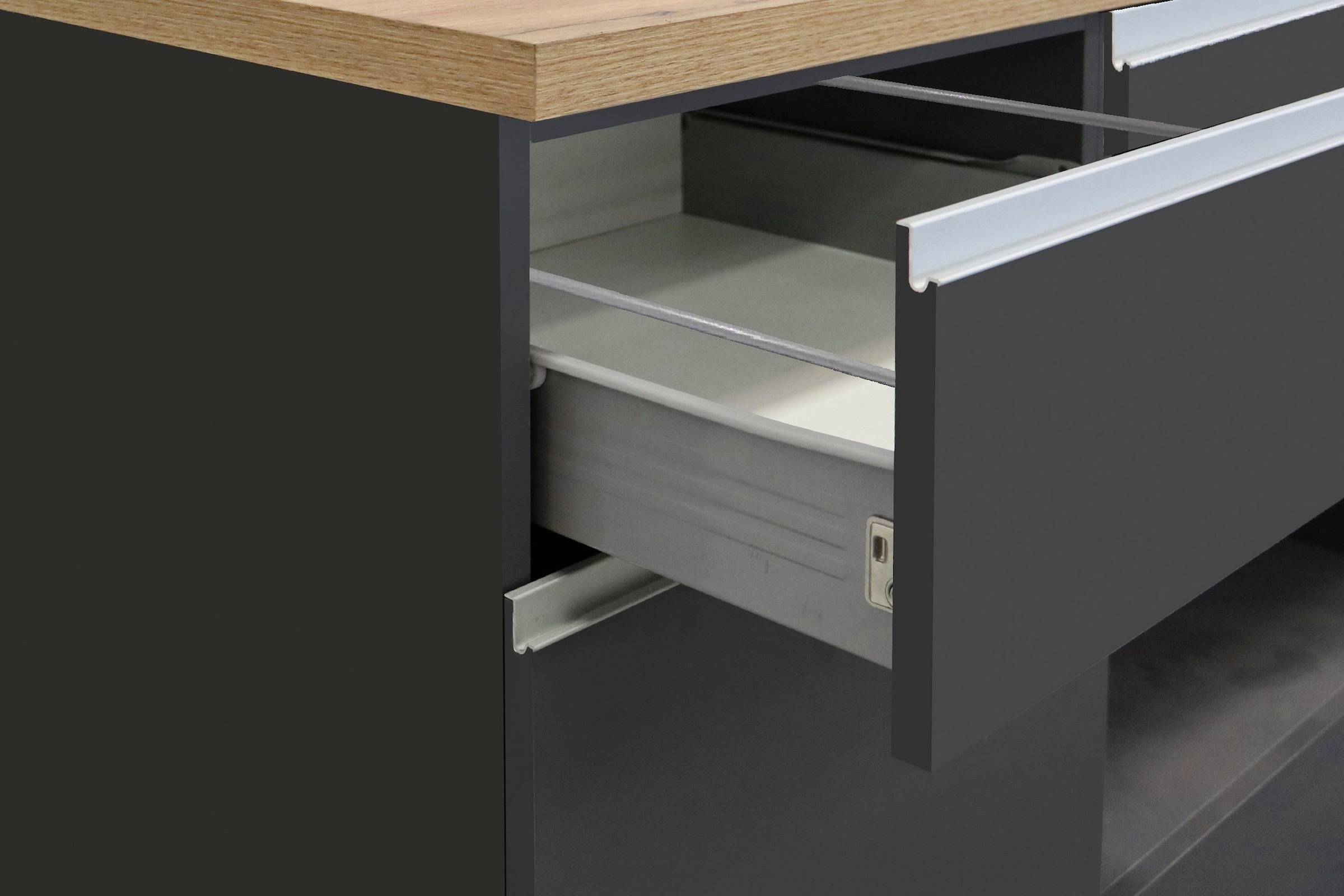 KOCHSTATION Ilot de cuisine »Sole,Kochinsel,Küchenarbeitsblock,Inselküche,Arbeitsinsel« Breite 200 cm mit 4 Türen,4 Schubkästen, Aluminiumgriff