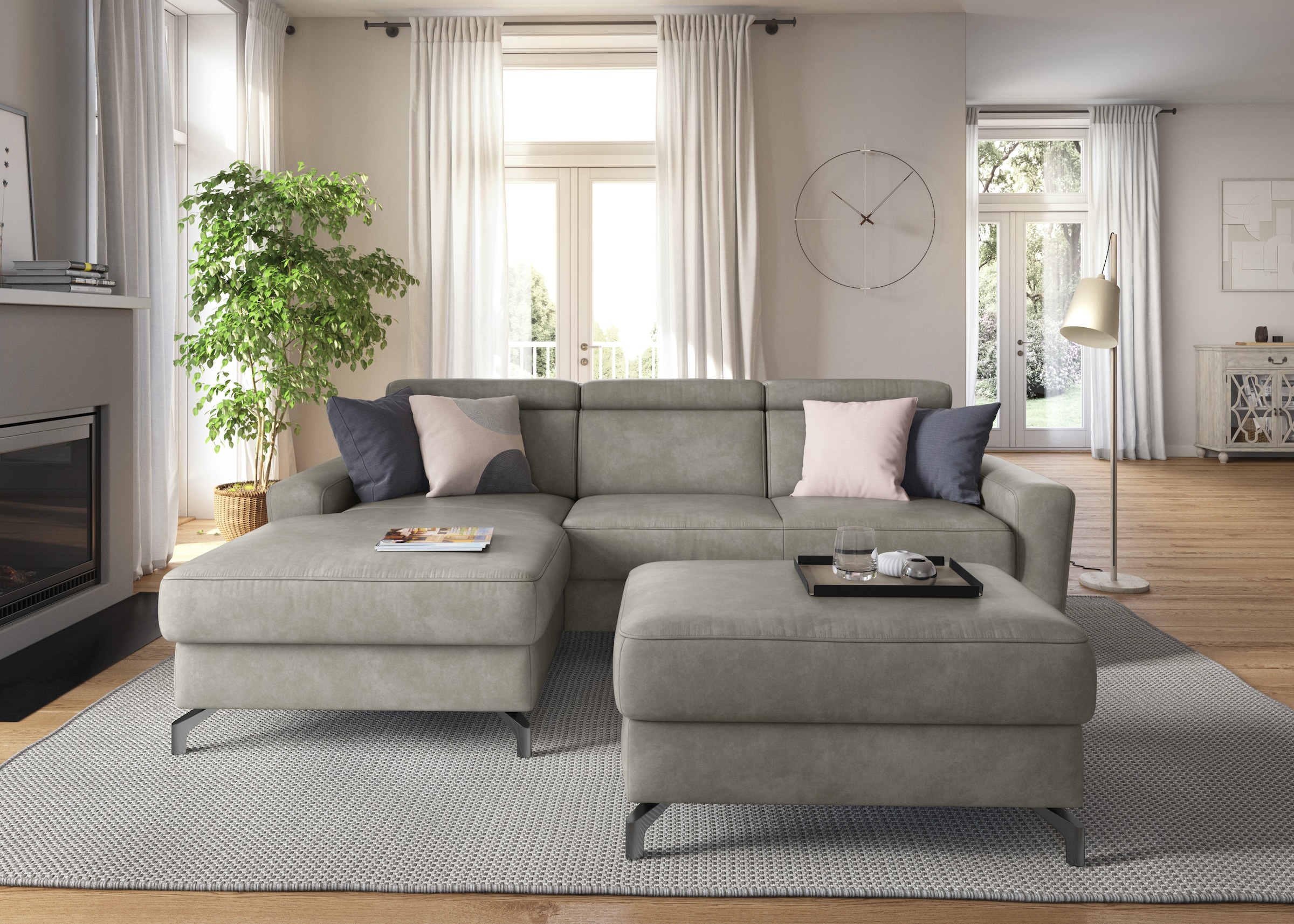 sit&more Ecksofa »Scarlett L-Form«, inklusive Kopfteilverstellung, wahlweise mit Bettfunktion, Bettkasten