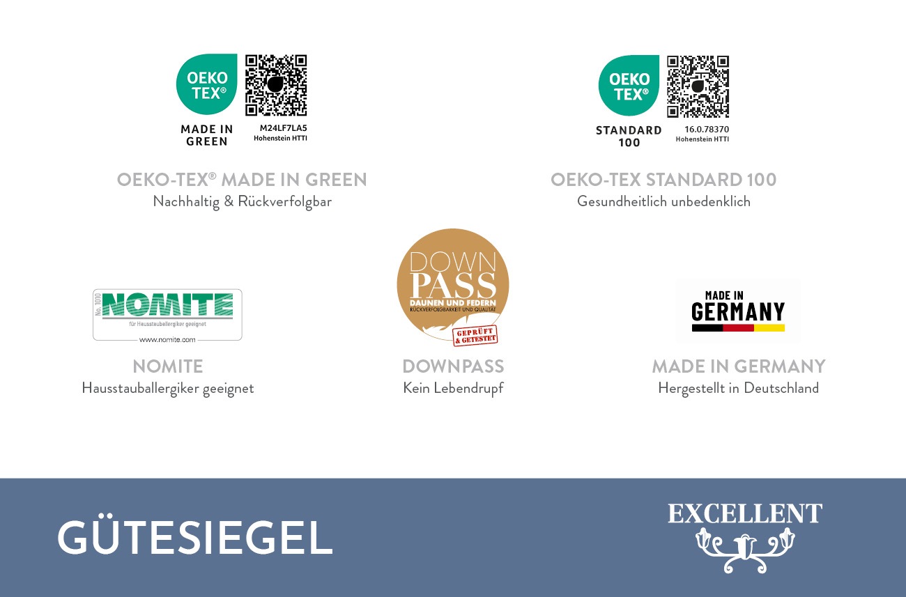 Excellent 3-Kammer-Kopfkissen »Venedig Kissen erhältlich im Einzel- oder Doppelpack!«, Füllung: 60% Daunen Aussenkammer, Bezug: 100% Baumwolle, hergestellt in Deutschland, allergikerfreundlich.