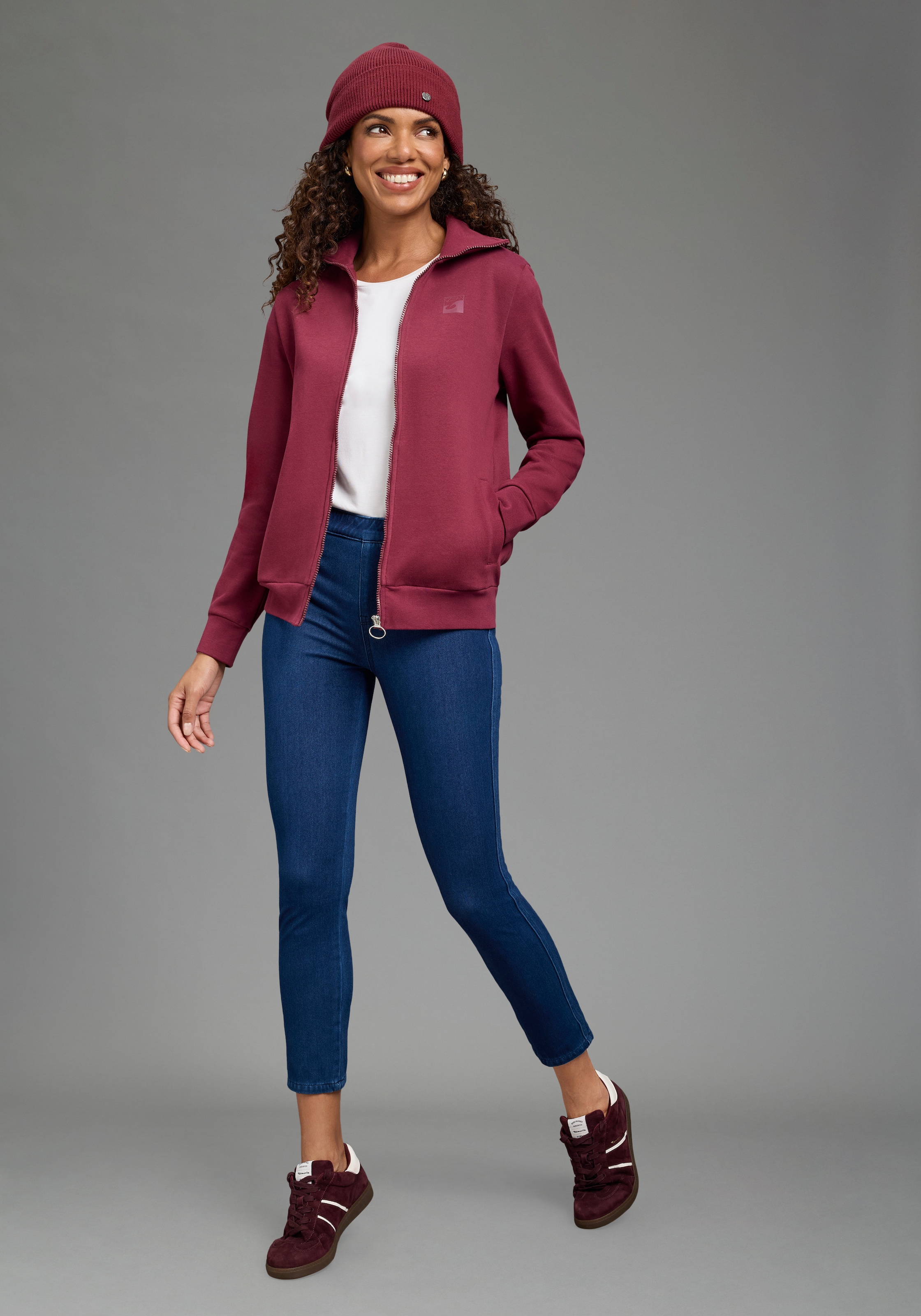 Ocean Sportswear Veste sweat avec col imprimé, en tissu sweat douillet, avec poches fendues