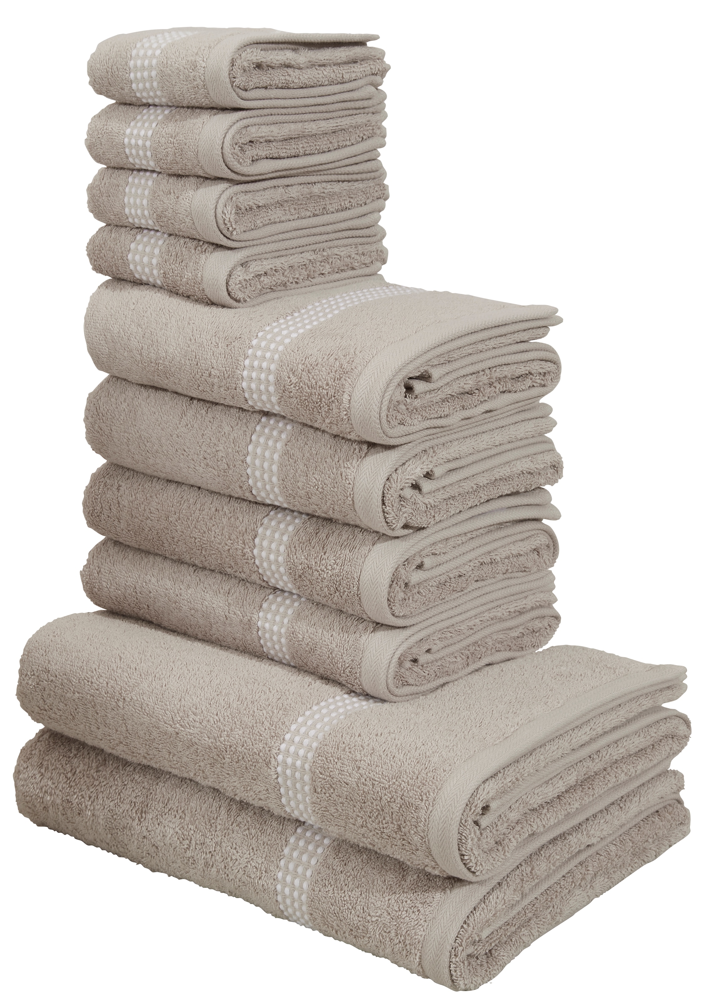 my home Handtuch Set »Kapra, Premium Handtücher, 100% Baumwolle, 500 gr/m²«, Set, 10 tlg., Frottier, 10-tlg. Handtuch-Set: 2 Duschtücher, 4 Handtücher, 4 Gästehandtücher