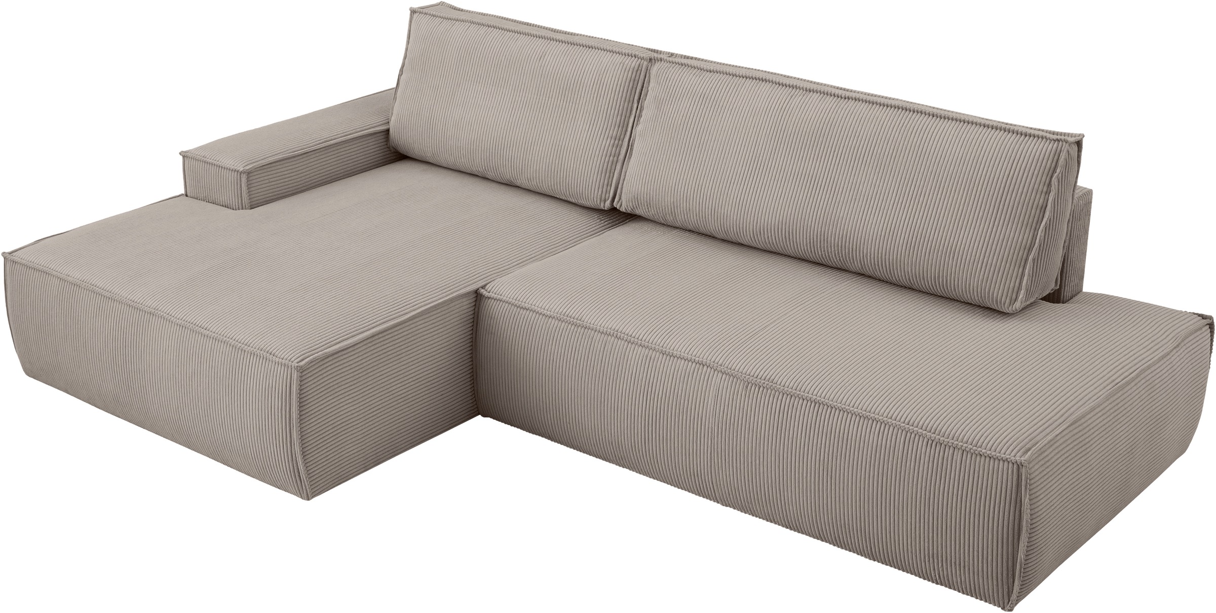 Home affaire Ecksofa »SHERWOOD, Schlafsofa in L-Form offen (275cm), Cord, Leinenoptik«, Schlaffunktion und Bettkasten, Kedernaht, hoher Sitz- & Liegekomfort