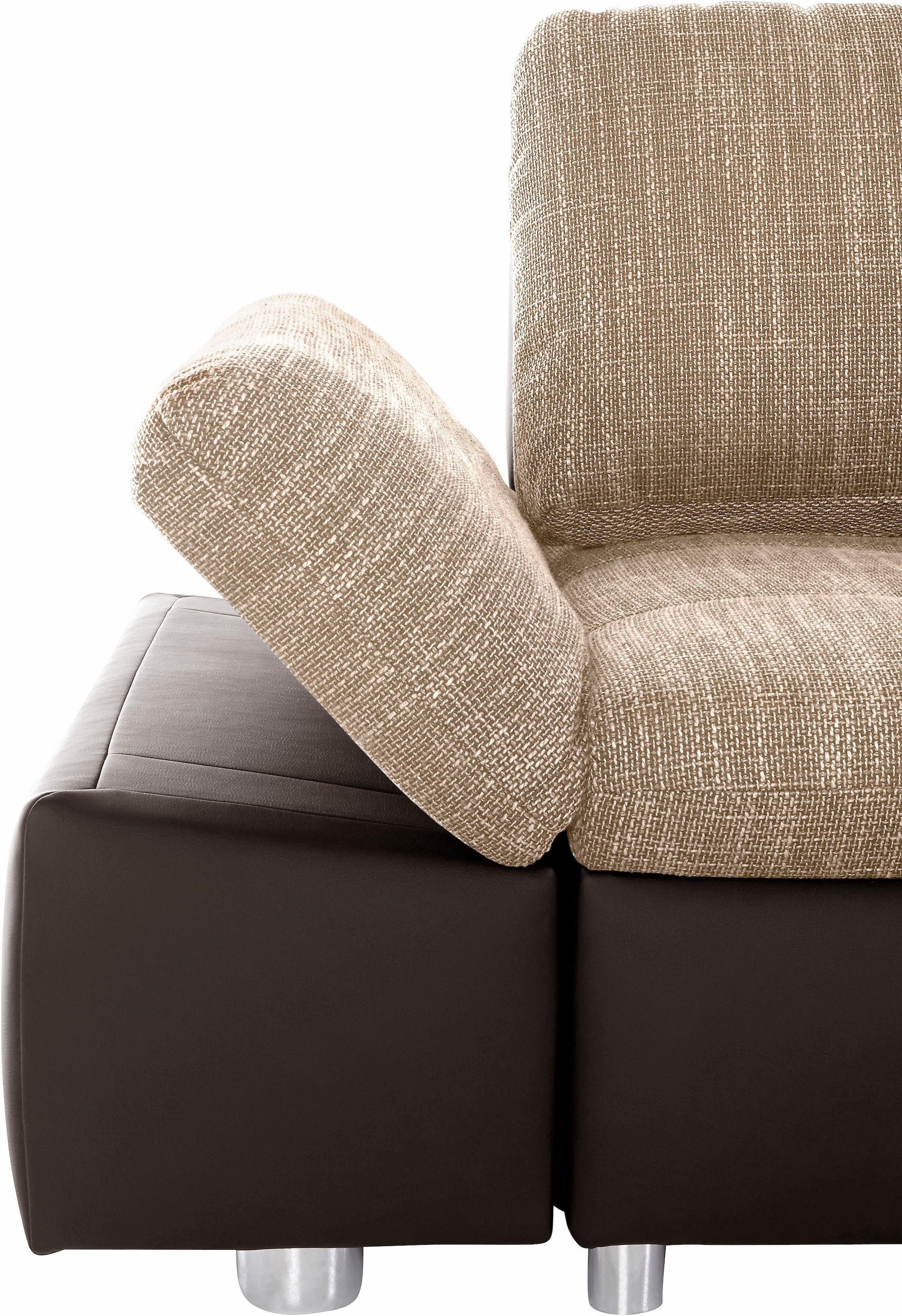 sit&more Ecksofa »Bergamo L-Form«, wahlweise mit Bettfunktion, Bettkasten und Armteilfunktion