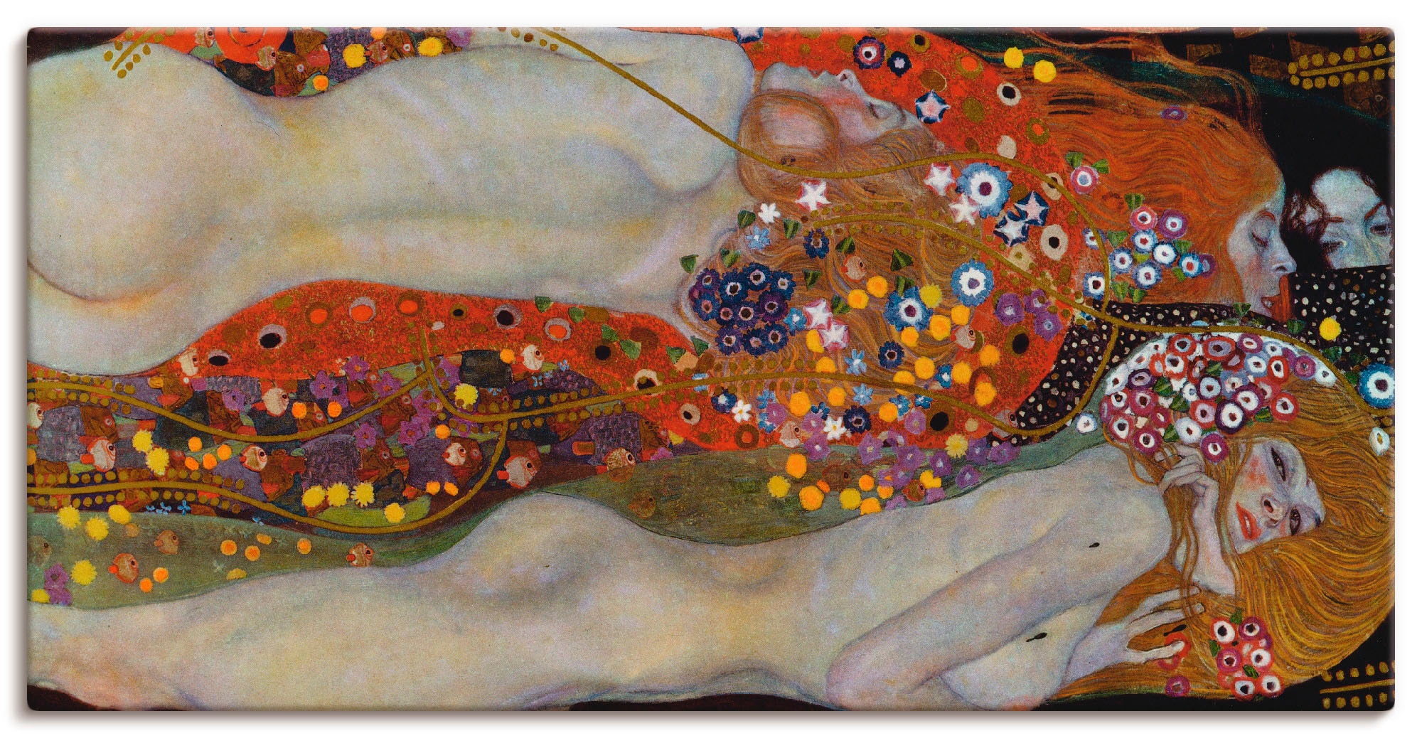 Image of Artland Leinwandbild "Wasserschlangen II (Die Freundinnen)" Frau 1 Stk. tlg. auf Holzrahmen gespannt