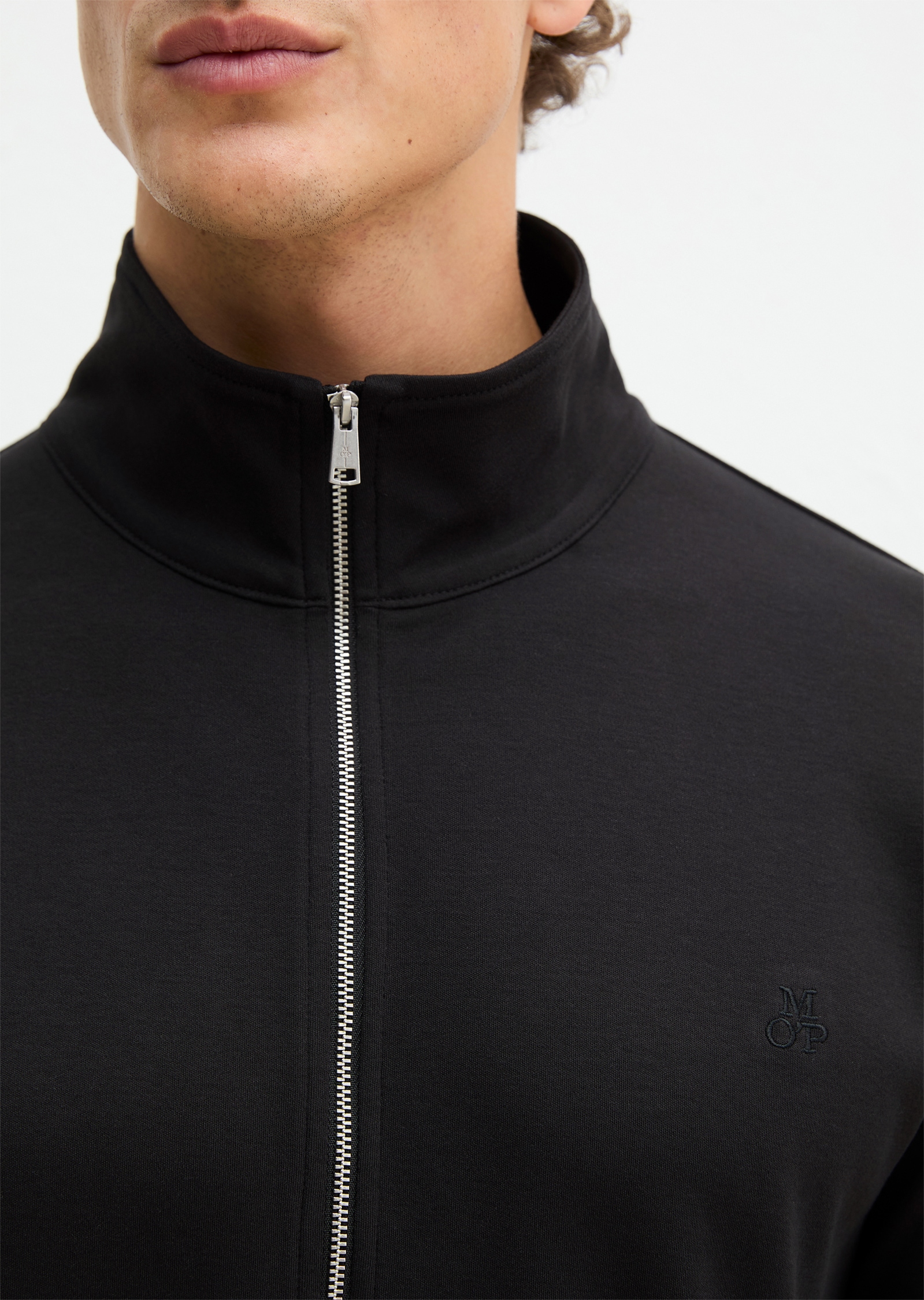 Marc O'Polo Veste sweat »Mix N Match Interlock« mit kleinem Stehkragen, Reissverschluss und langen Ärmeln