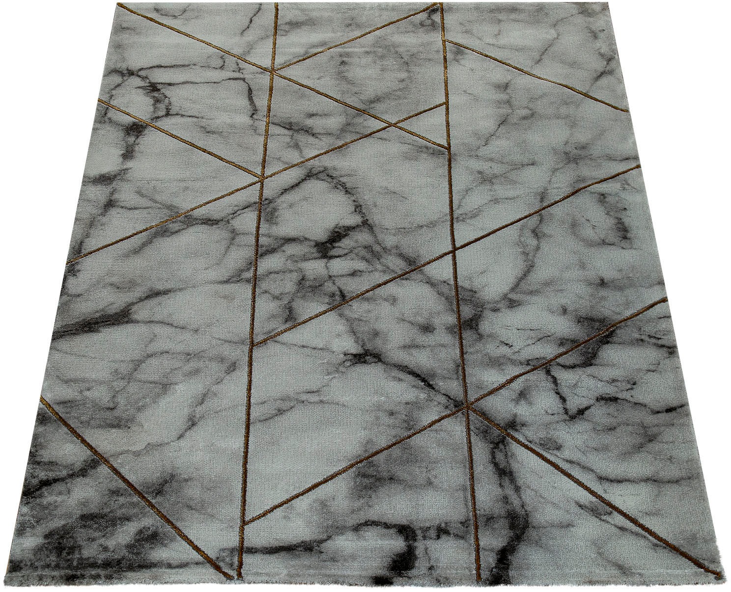 Image of Paco Home Teppich »Kraft 524«, rechteckig, 17 mm Höhe, Kurzflor, modernes Marmor-Design, mit gold- oder silberfarbenen Akzenten, ideal im Wohnzimmer & Schlafzimmer bei Ackermann Versand Schweiz