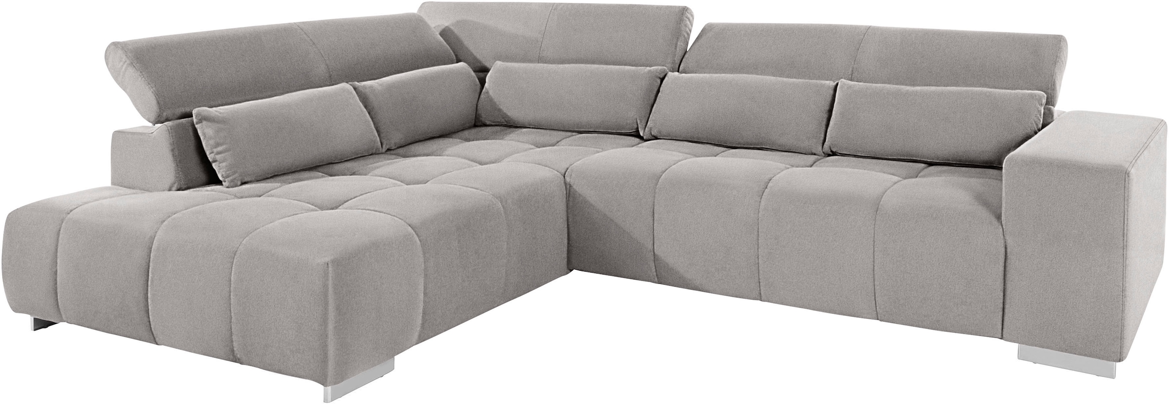 COTTA Ecksofa »Orion L-Form« mit Kopfteilverstellung & 5 Nierenkissen