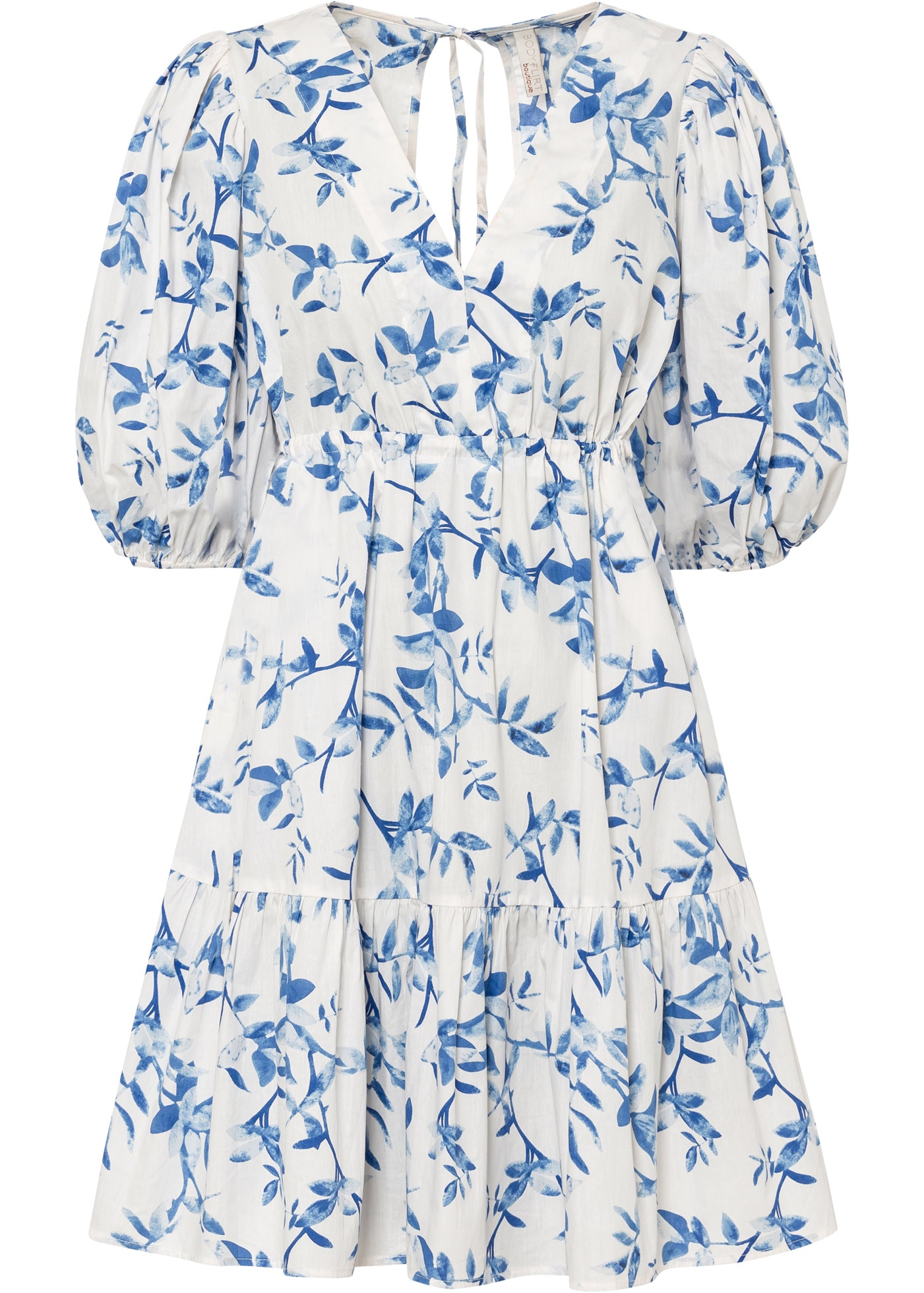 bonprix Mini-robe für eleganten Look, aus Baumwolle, A-Linie Passform, Kurzarm-Design