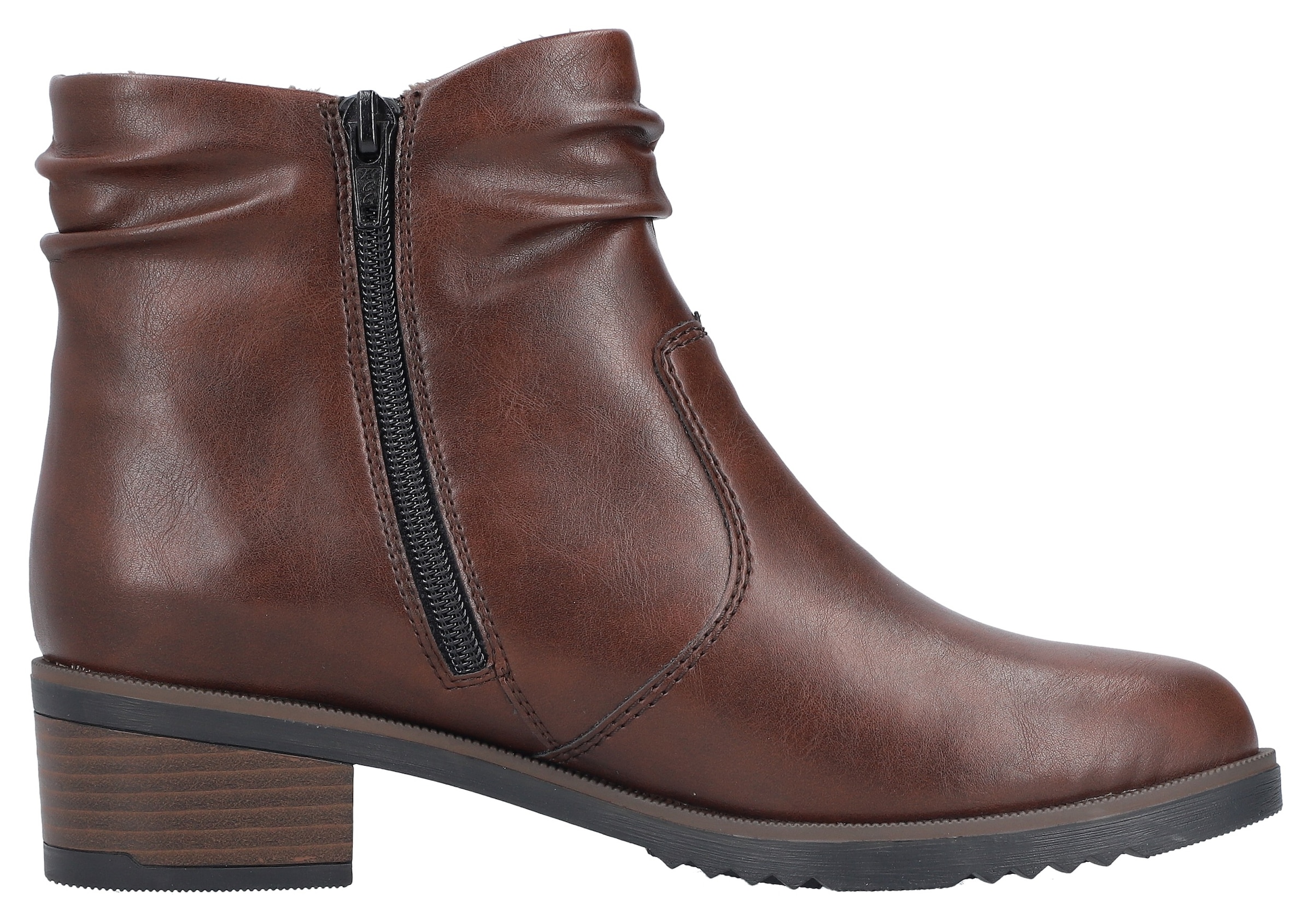 Rieker Stiefelette, Boots, Blockabsatz, slouchy Schaft, mit Innenreissverschluss
