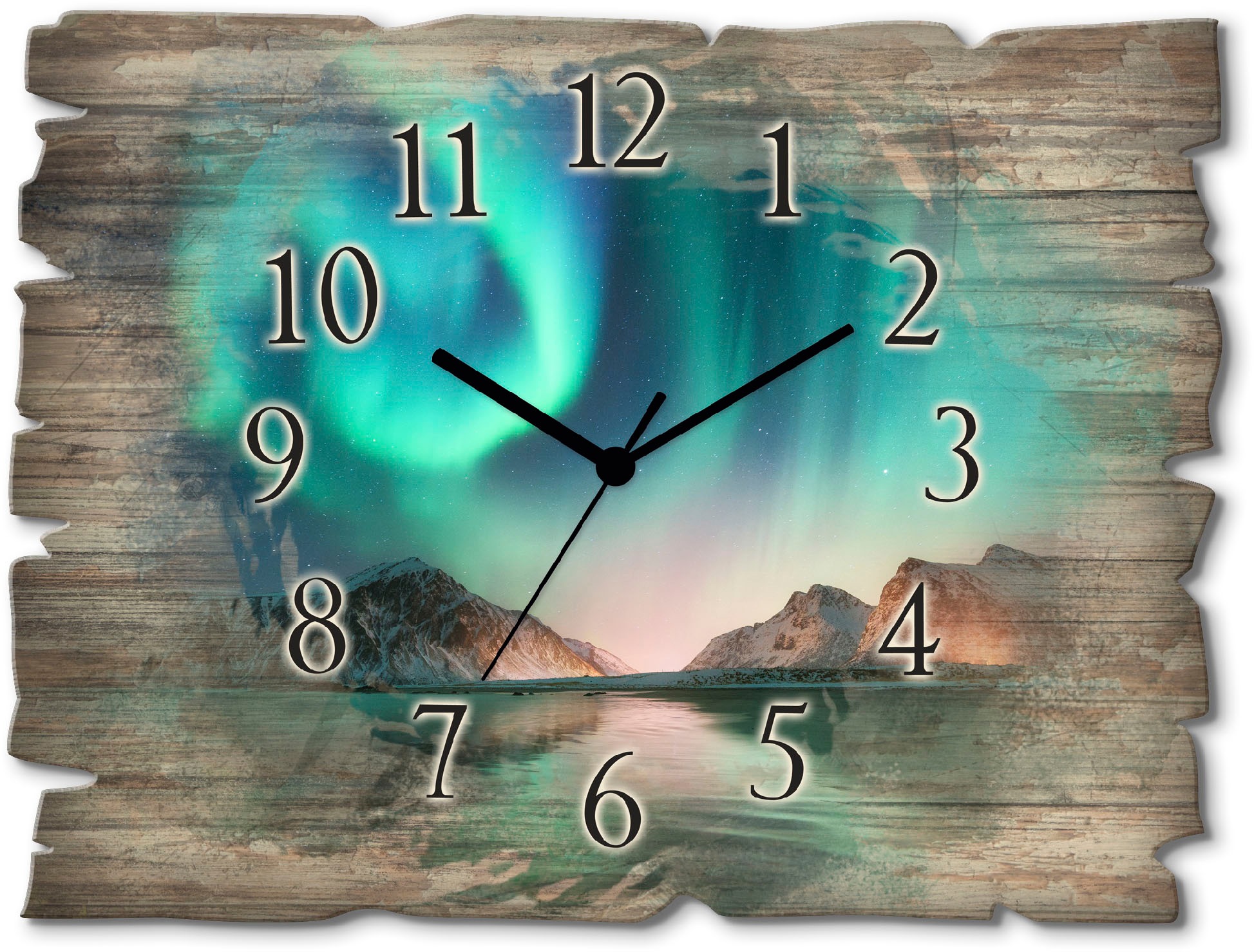 Image of Artland Wanduhr »Auroraborialis - Nördliches Polarlicht«, lautlos, ohne Tickgeräusche, nicht tickend, geräuschlos - wählbar: Funkuhr o. Quarzuhr, moderne Uhr für Wohnzimmer, Küche etc. - Stil: modern bei Ackermann Versand Schweiz