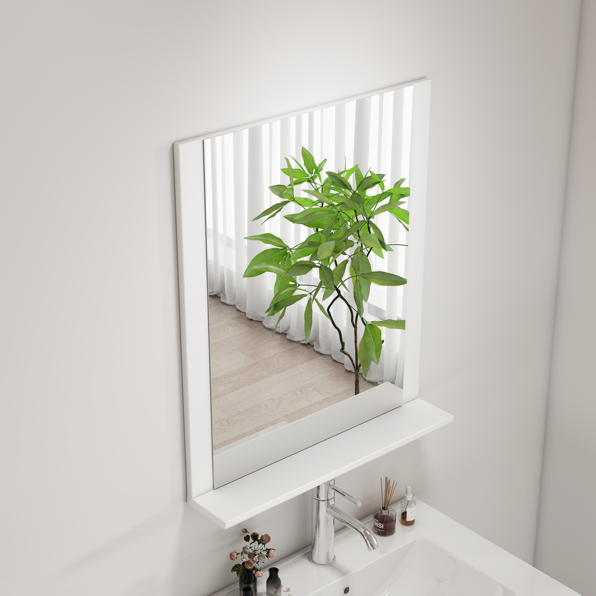 welltime Miroir de salle de bain »AMSTERDAM« in zwei Breiten 60cm, 80cm mit praktischer Ablagefläche