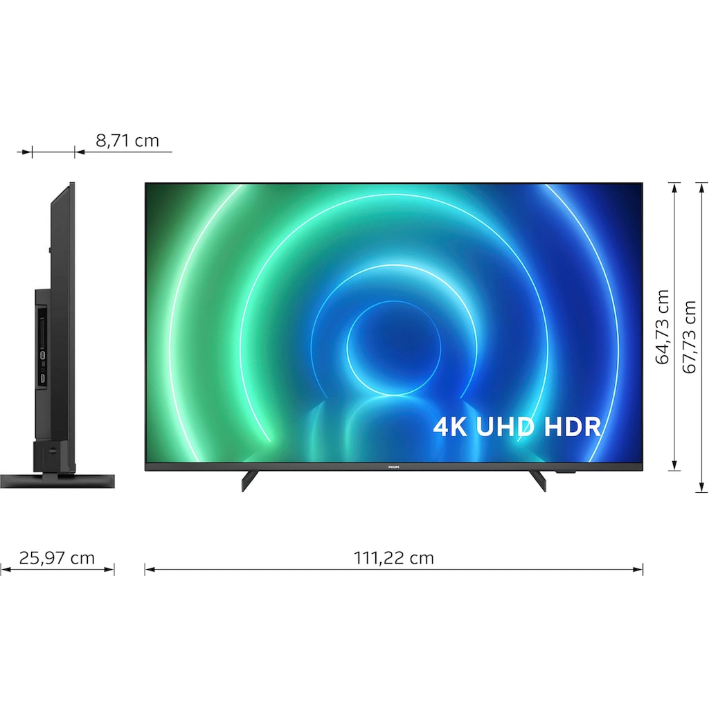 Philips LED-Fernseher »50PUS7506/12«, 126 cm/50 Zoll, 4K Ultra HD, Smart-TV, HDR10+ kompatibel, 60 Hz, Dolby Vision & Atmos, Smart TV, Triple Tuner