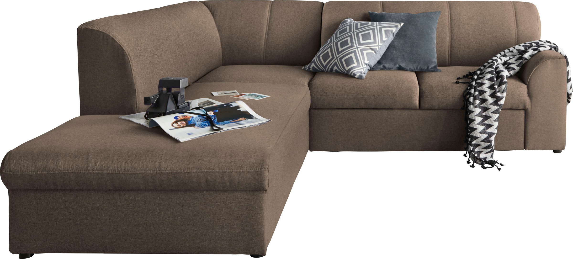 DOMO collection Canapé d'angle »Topper zeitlos elegant, kompakte StellmasseL-Form« mit Ottomane, wahlweise mit Schlaffunktion