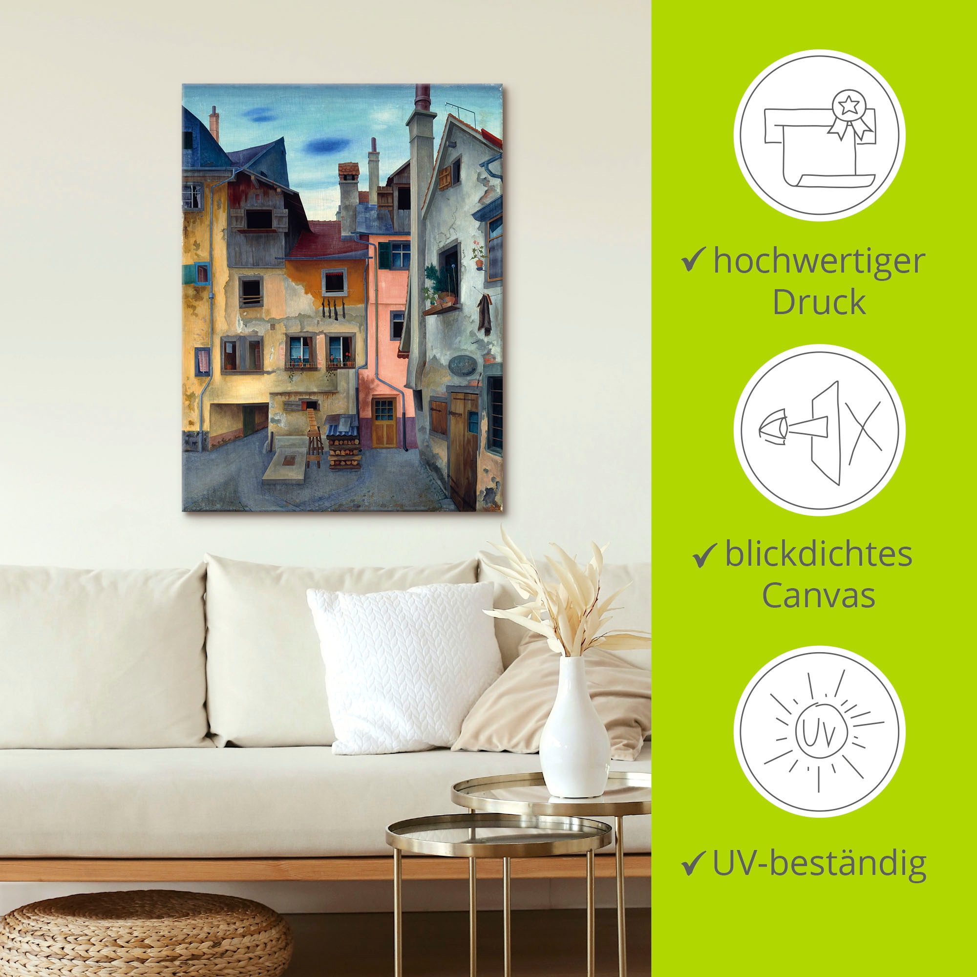 Artland Leinwandbild »Alte Häuser in Lindau« Fenster & Türen 1 Stk. tlg. auf Holzrahmen gespannt