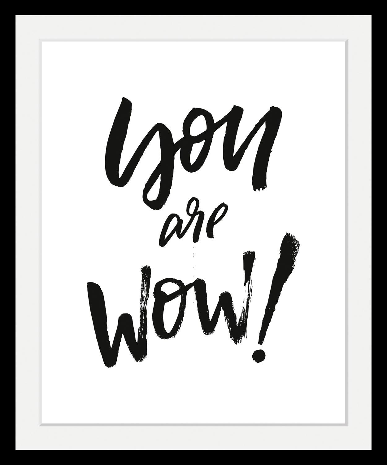 Image of queence Bild "Spruch" Motivationsbilder Schriftzug Schwarz-Weiss HD Premium Poster-Druck inkl. Holzrahmen