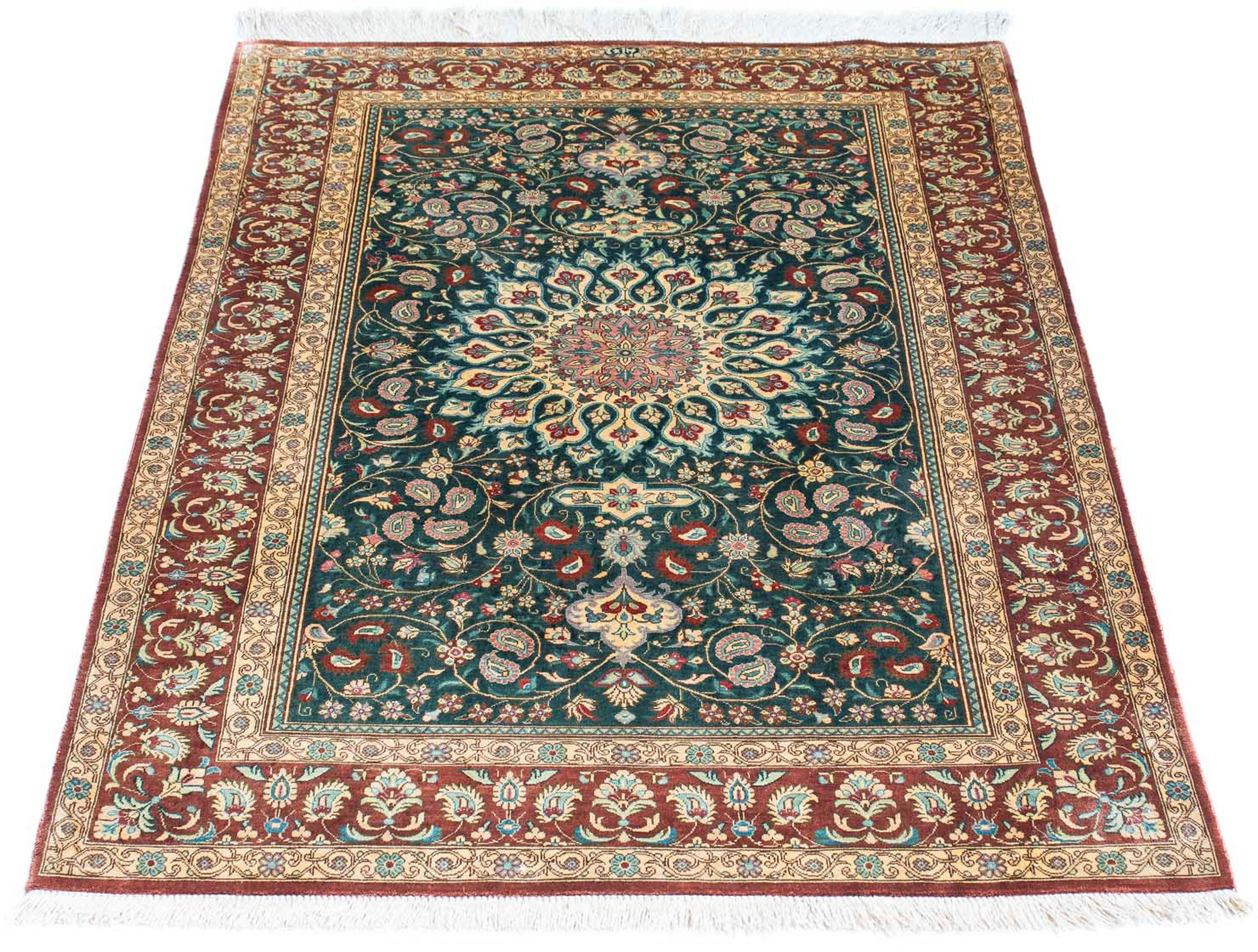 Image of morgenland Orientteppich »Perser - Ghom - 115 x 80 cm - grün«, rechteckig, 10 mm Höhe, Wohnzimmer, Handgeknüpft, Einzelstück mit Zertifikat bei Ackermann Versand Schweiz