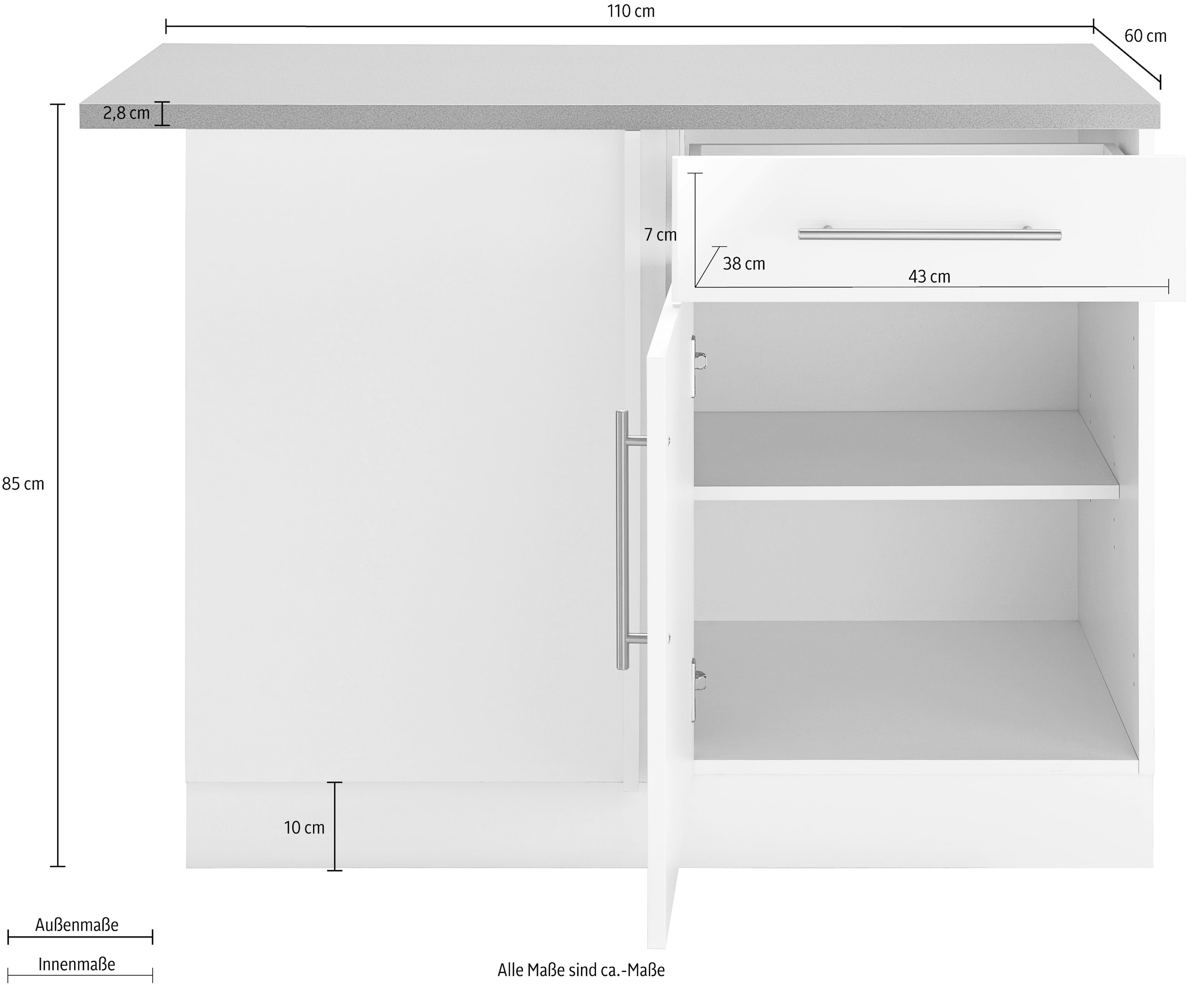 wiho Küchen Meuble bas d'angle »Cali« 110 cm breit