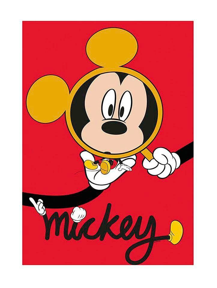 Image of Komar Bild "Mickey Mouse Magnifying Glass" Disney 1 Stk. tlg. Wandbild zur Dekoration im Kinderzimmer - ohne Rahmen