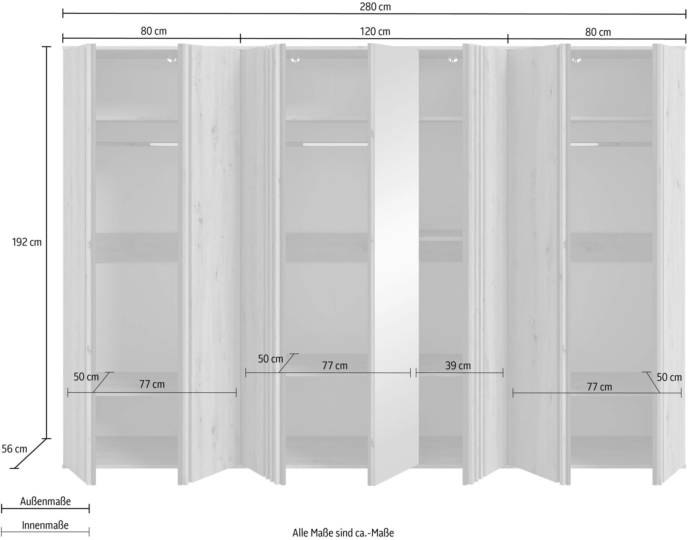 Home affaire Set d'armoires »ALVA, Breite 240 cm, Paneeloptik, Schlafzimmerschrank, Kleiderschrank« wähle den beste Schrank Kombination, individuell platzierbar, 