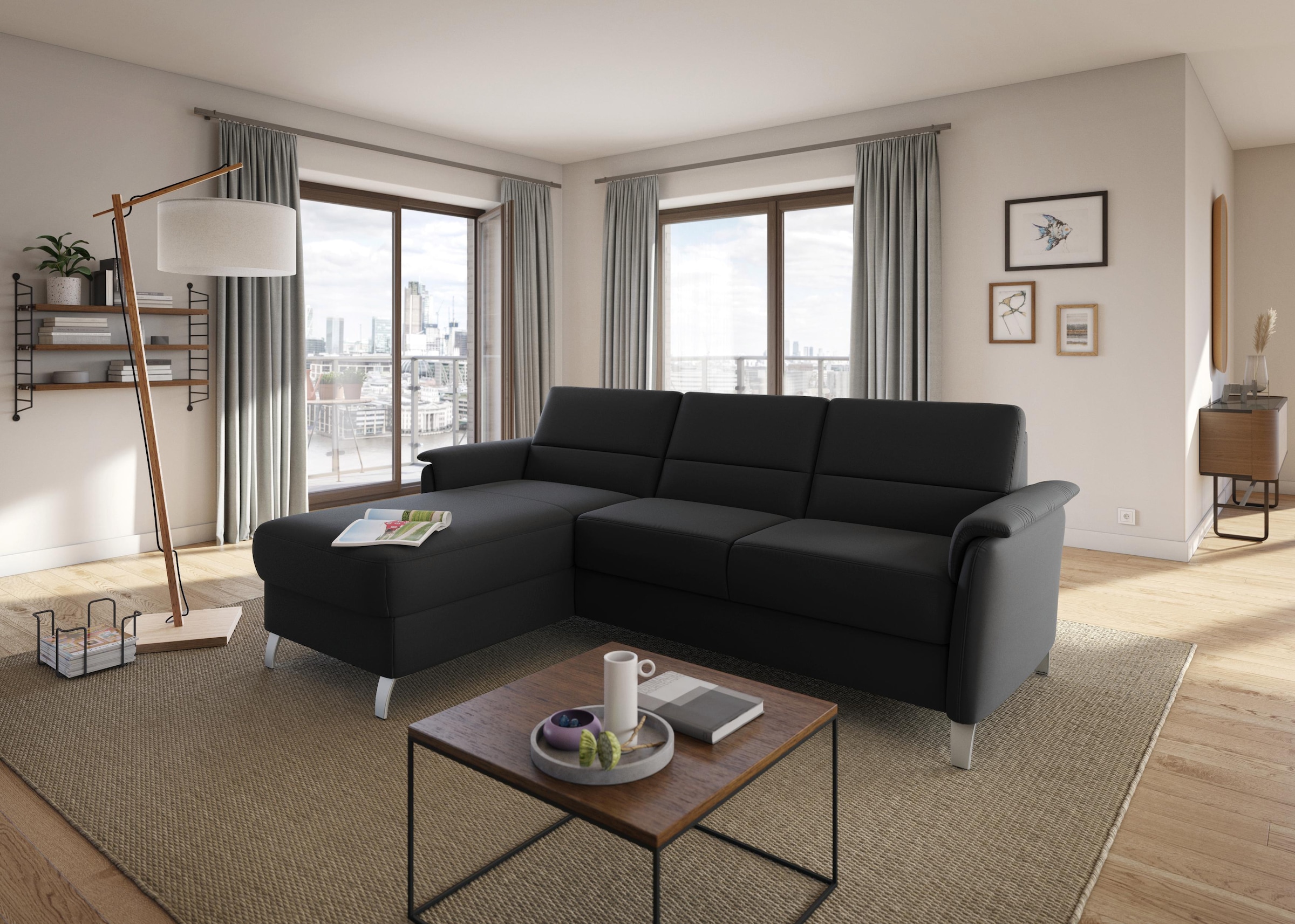 sit&more Ecksofa »Palmera L-Form, B: 244 cm« optional Bettfunktion & Bettkasten, Federkern