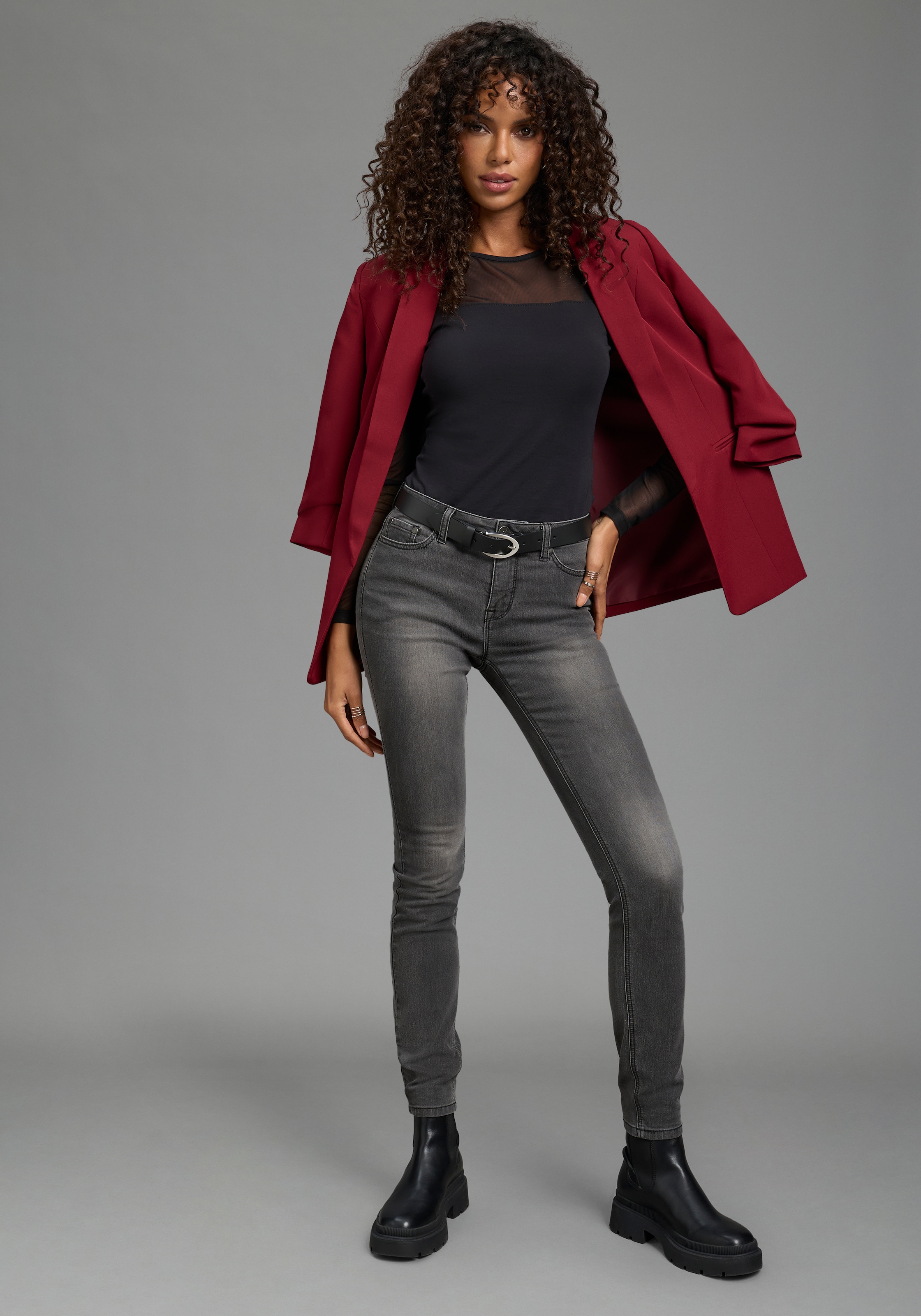 Laura Scott Body en mélange de coton élastique, avec encolure ronde