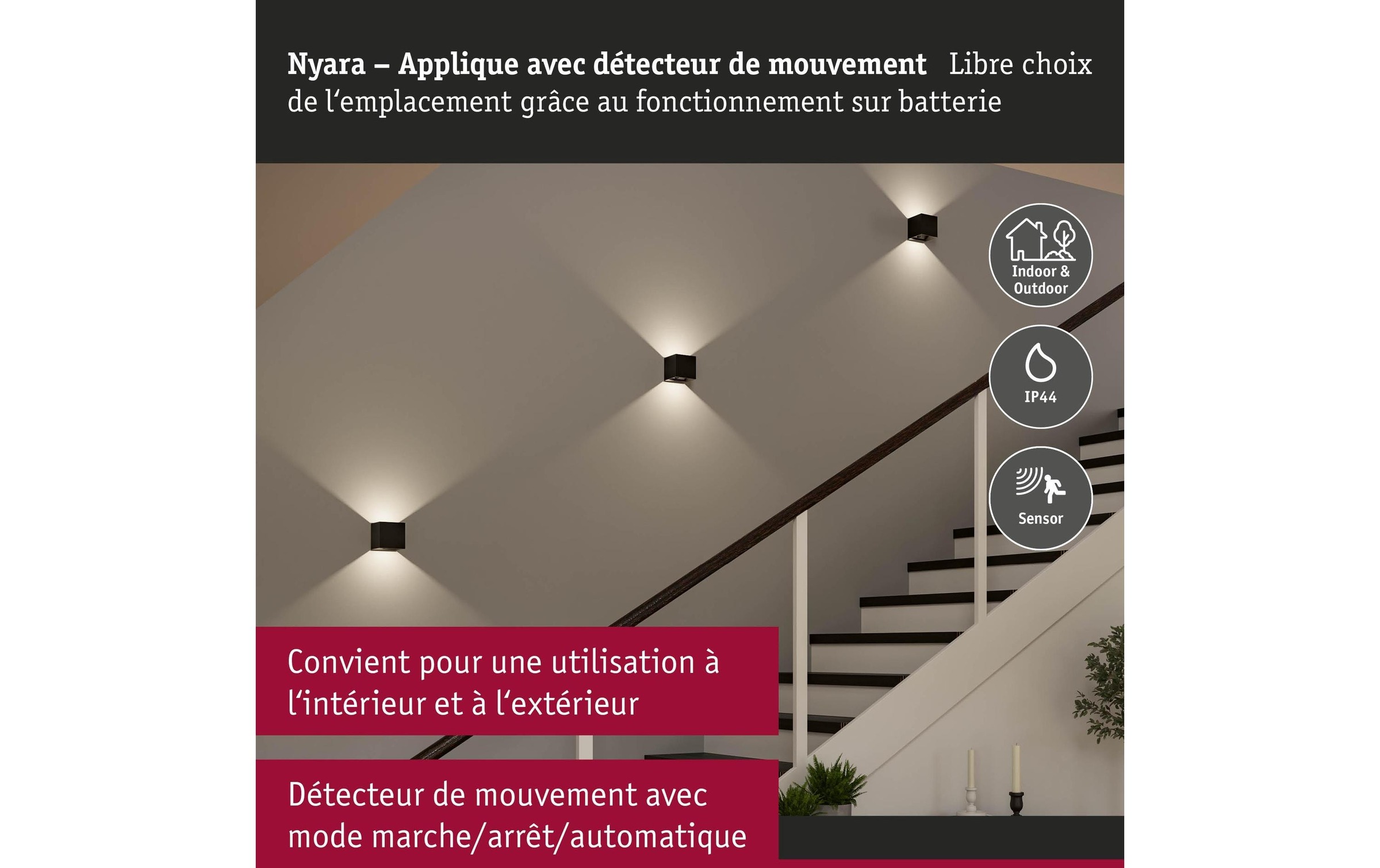 Paulmann Lampe murale »Nyara IP44« 1 cuis